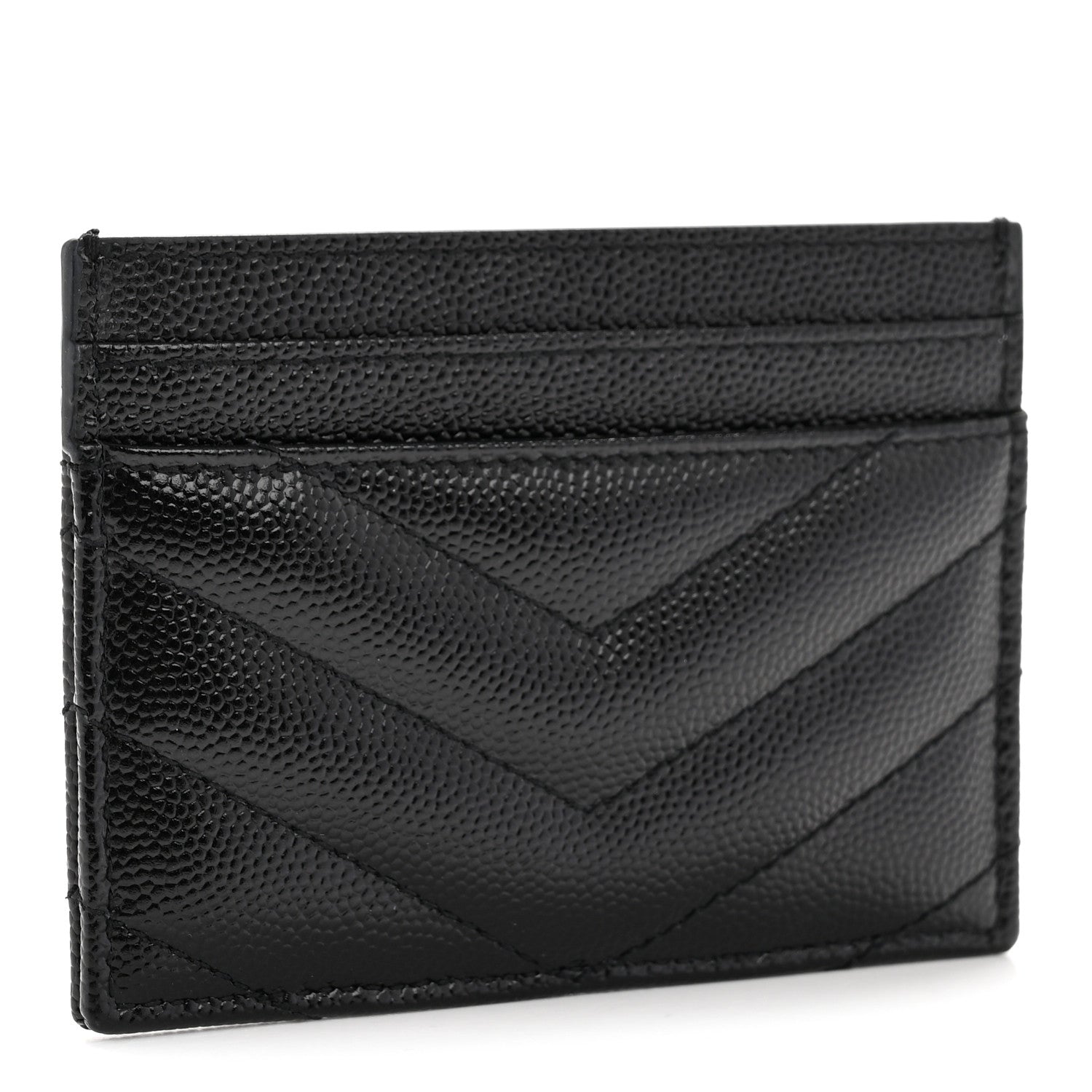Grain De Poudre Matelasse Chevron Monogram Credit Card Case Black