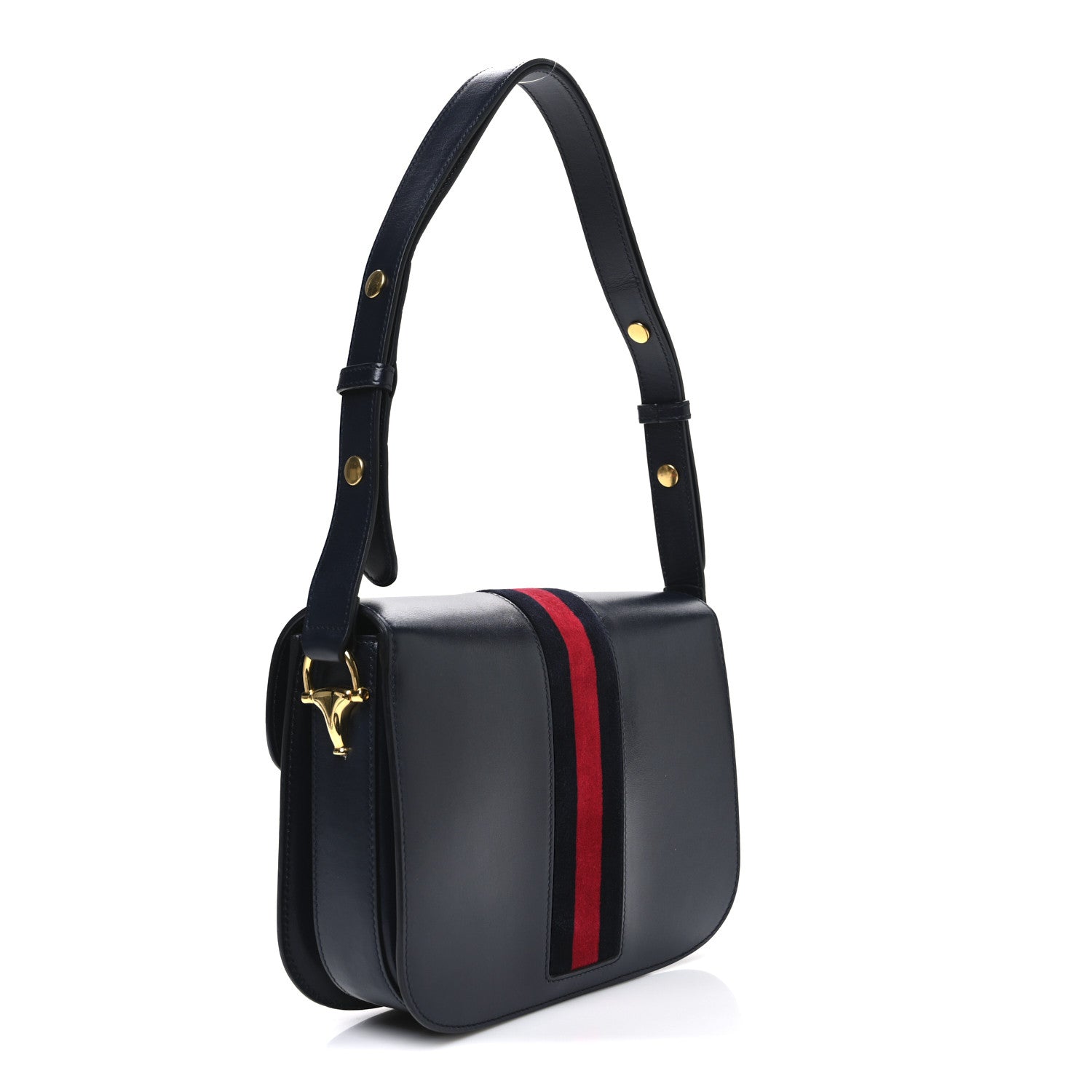 Calfskin Velvet Web Horsebit 1955 Shoulder Bag Blue
