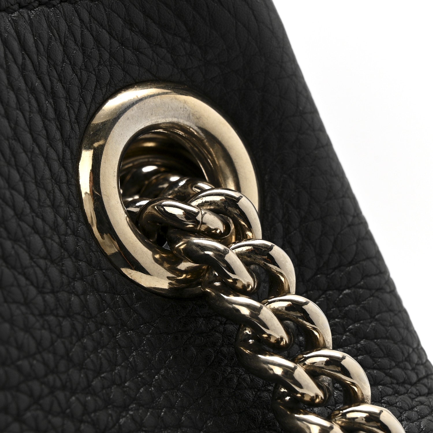 Pebbled Calfskin Medium Soho Chain Shoulder Bag Black