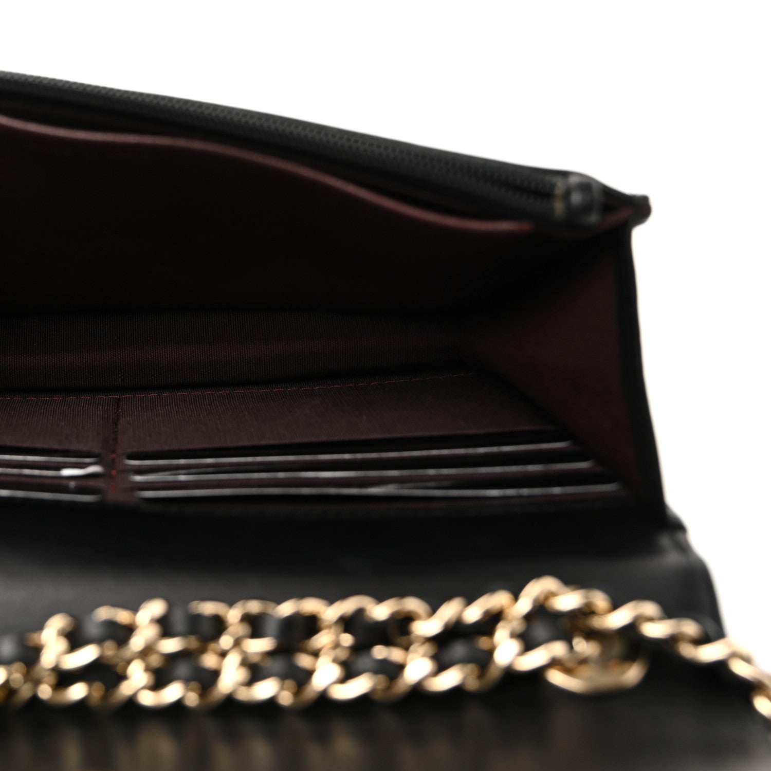 Lambskin Quilted Trendy CC Wallet On Chain WOC Black