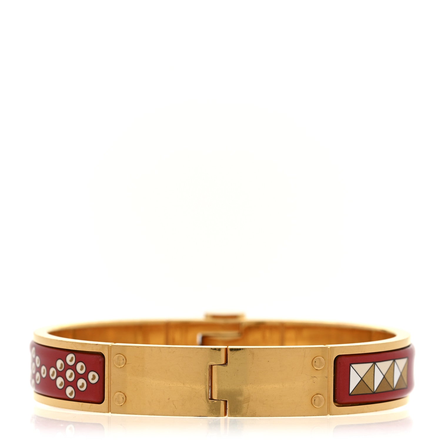 Enamel Printed Narrow Colliers De Chiens Hinged Bracelet M La Vie En Rouge