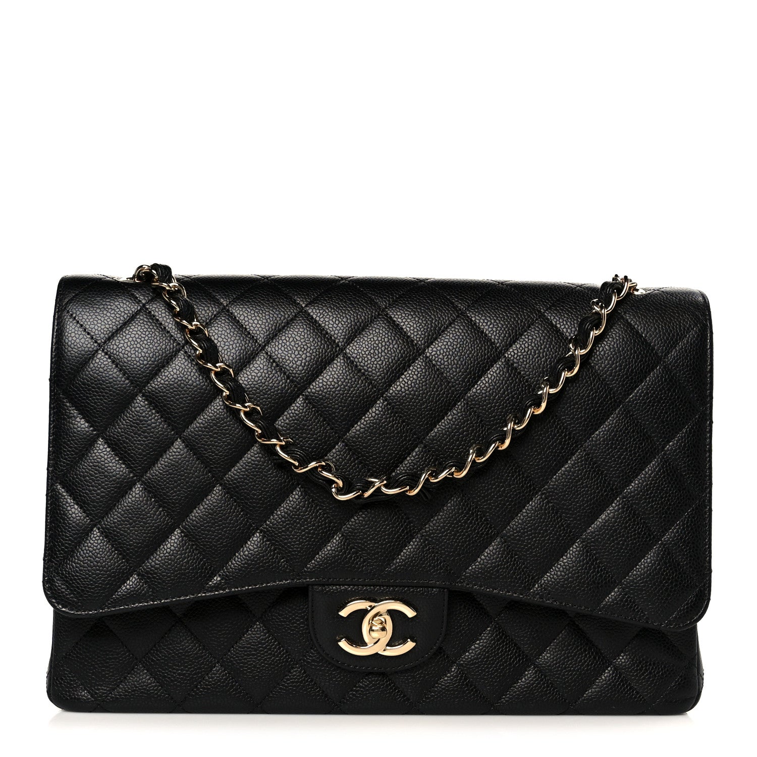 Caviar Quilted Maxi Double Flap Black