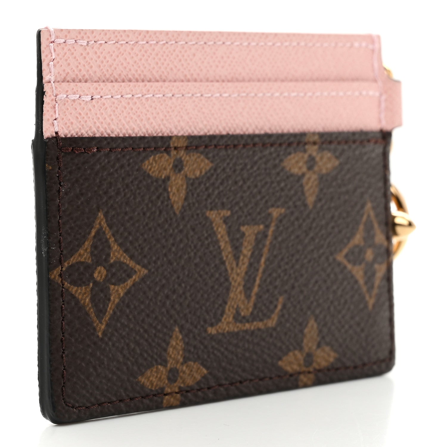Monogram LV Charms Card Holder Rose Ballerine