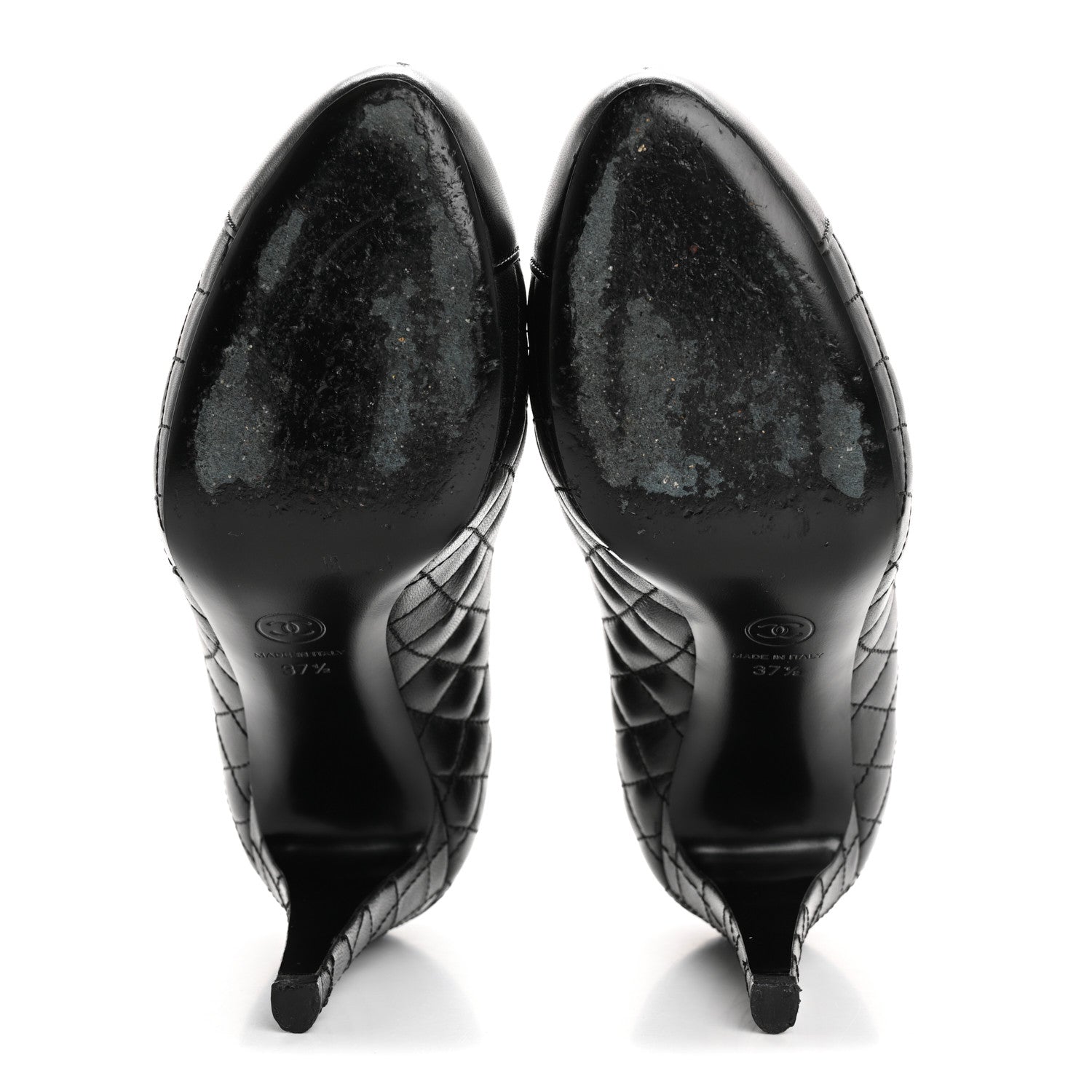 Lambskin Quilted Cap Toe Pumps 37.5 Black