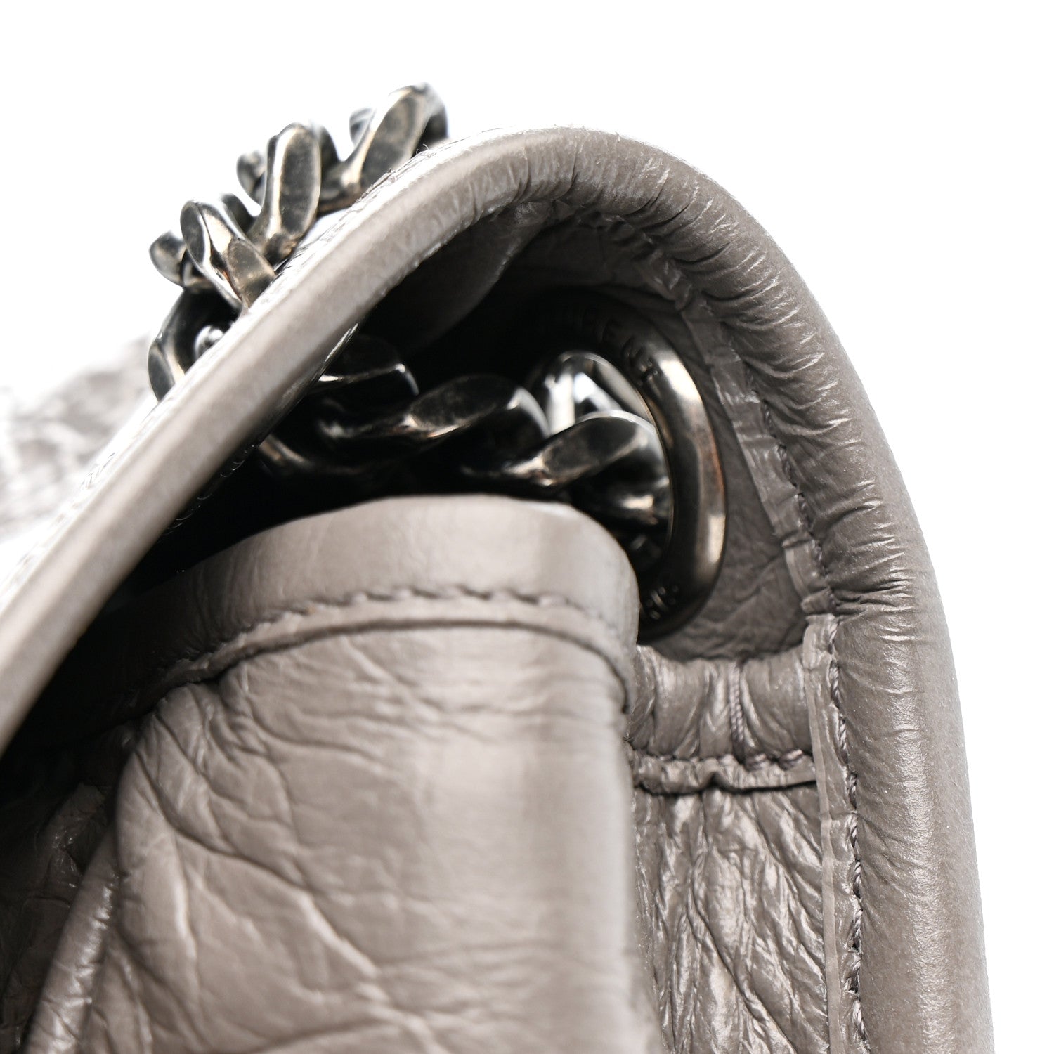 Crinkled Calfskin Matelasse Monogram Medium Niki Chain Satchel Storm