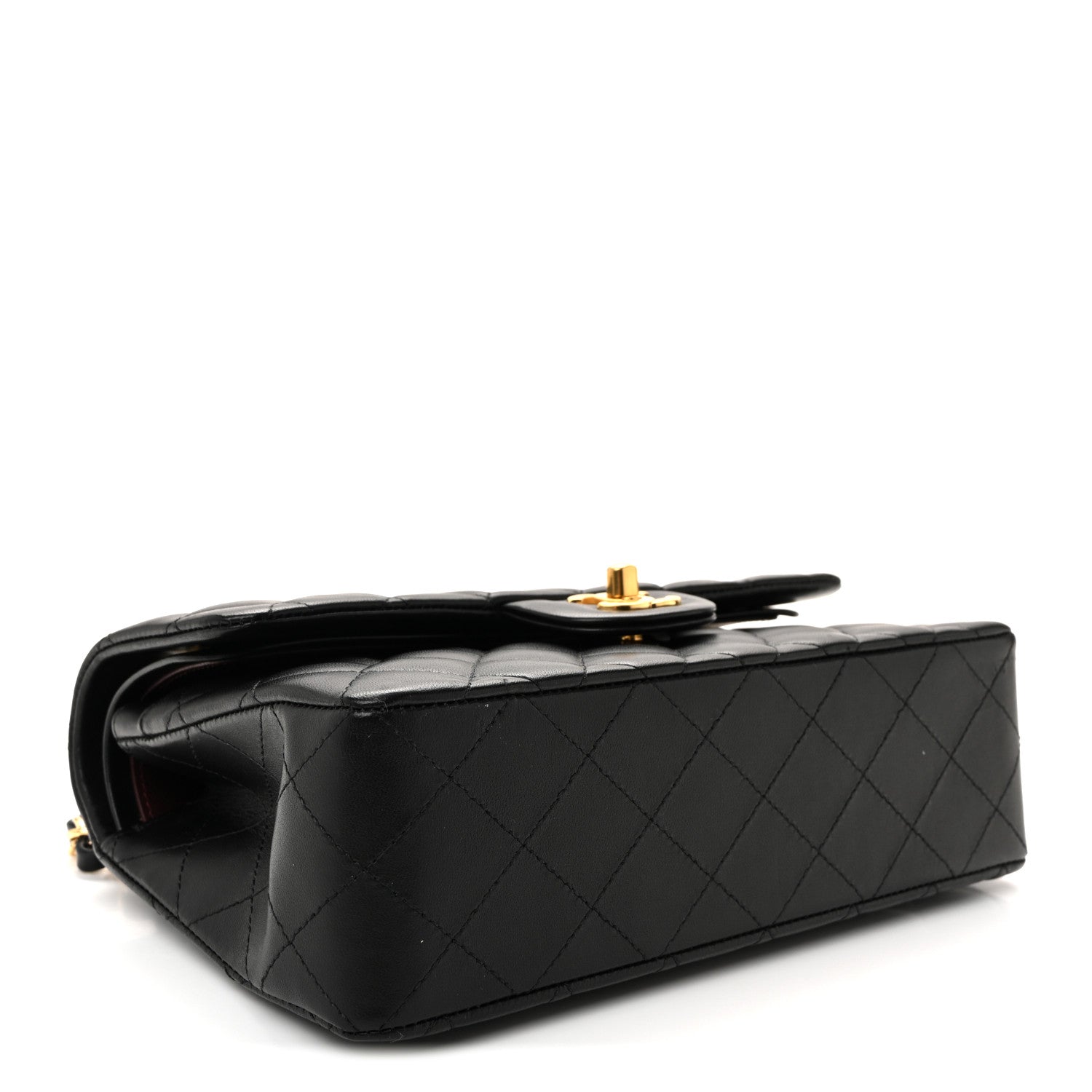Lambskin Quilted Small Double Flap Black