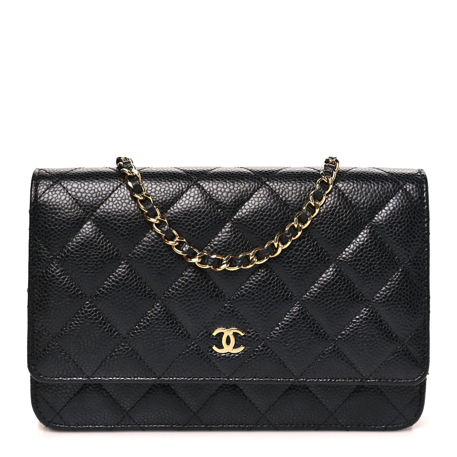 Caviar Quilted Wallet on Chain WOC Black