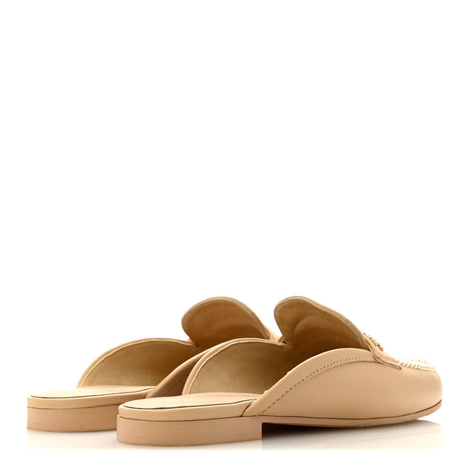 Lambskin Pearl CC Mules 38 Beige