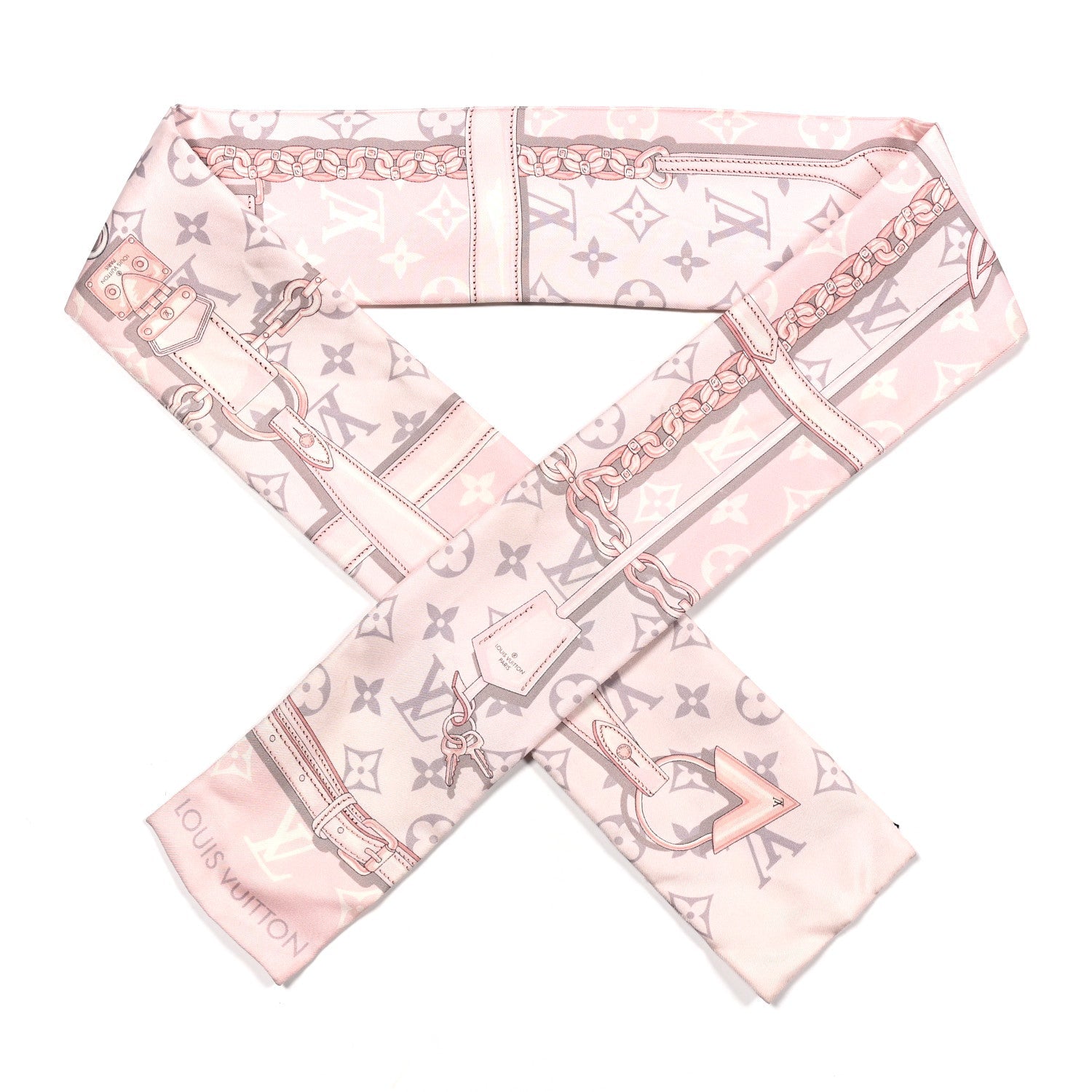 Silk Monogram Confidential Bandeau Light Pink Porcelain Rose Beige Ebony