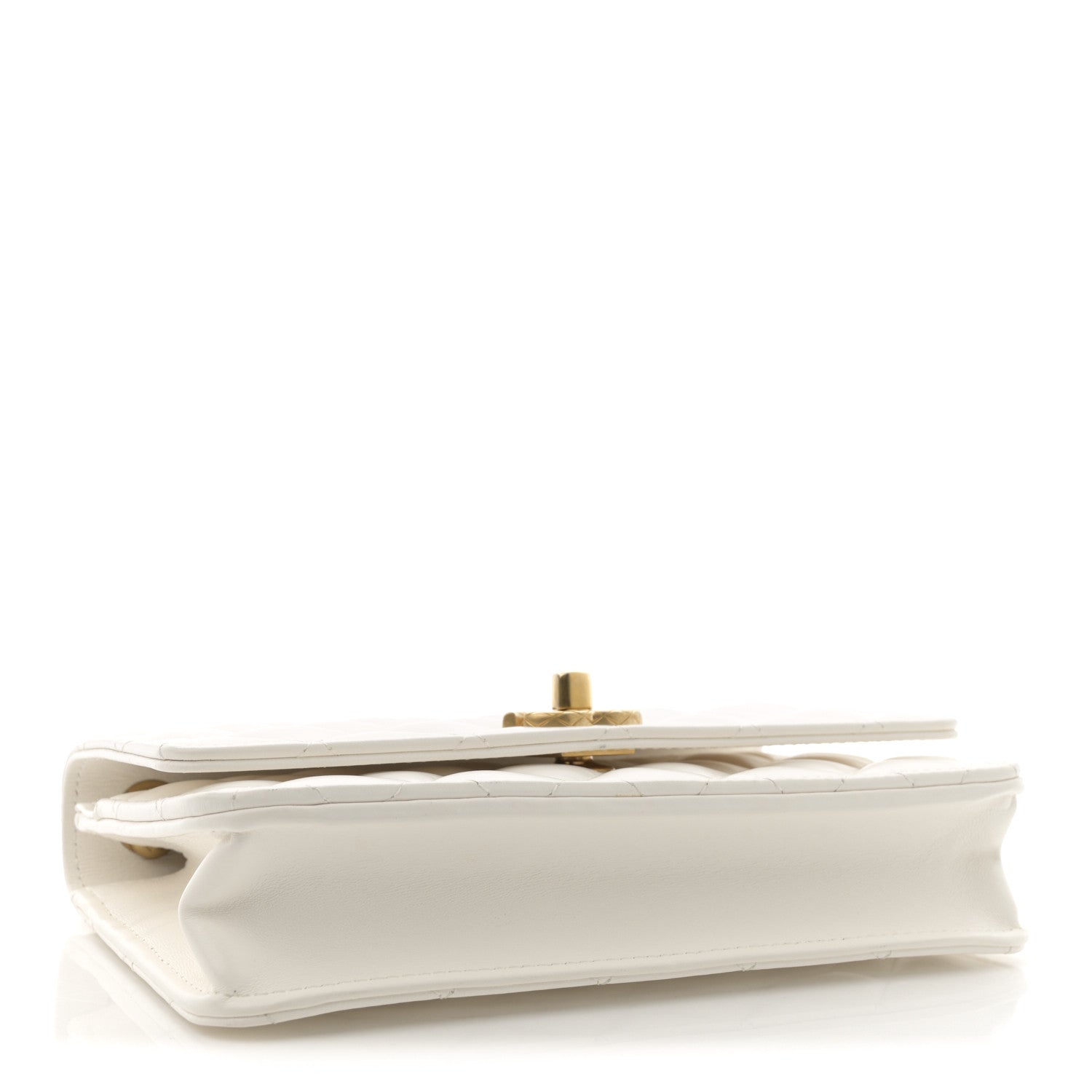 Lambskin Quilted Pillow Crush Wallet On Chain WOC White