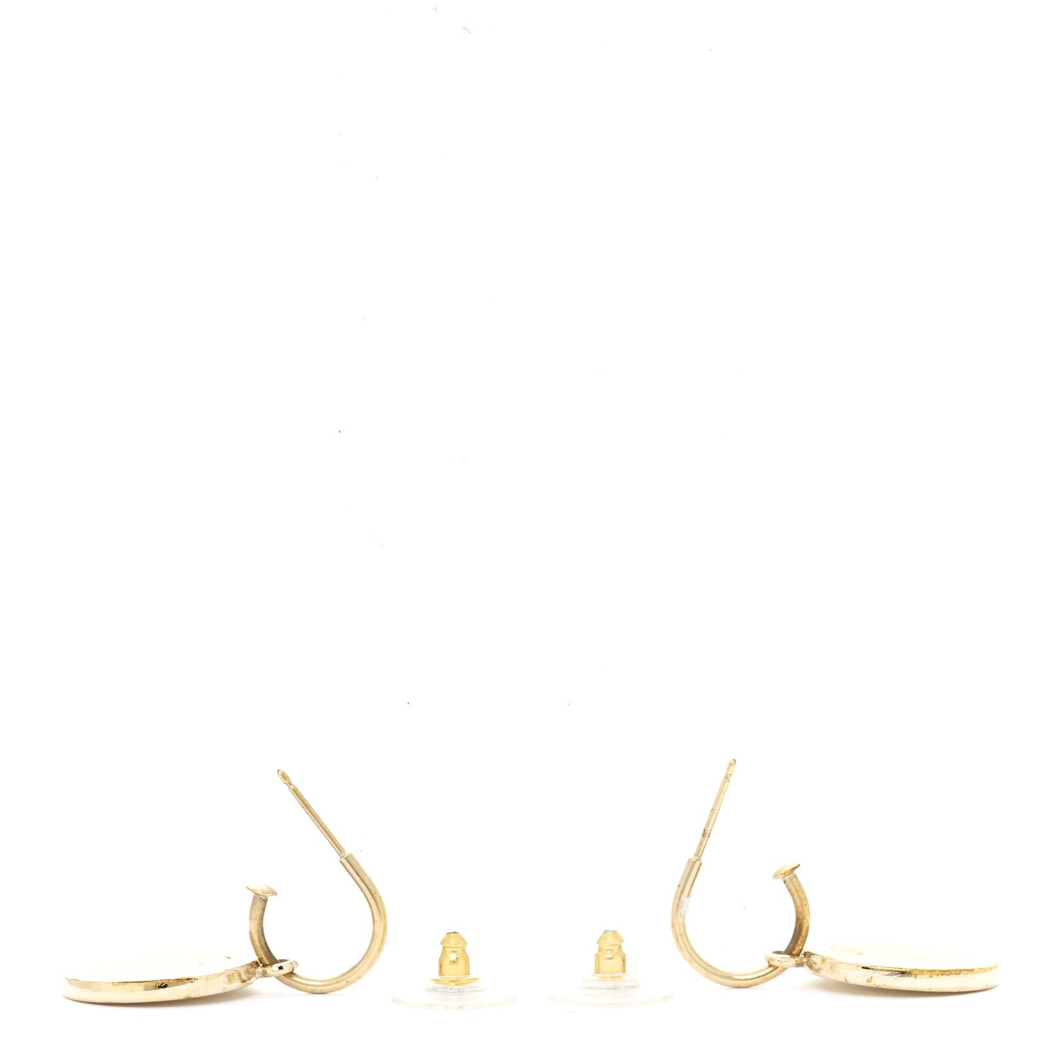 Enamel CC Drop Earrings White
