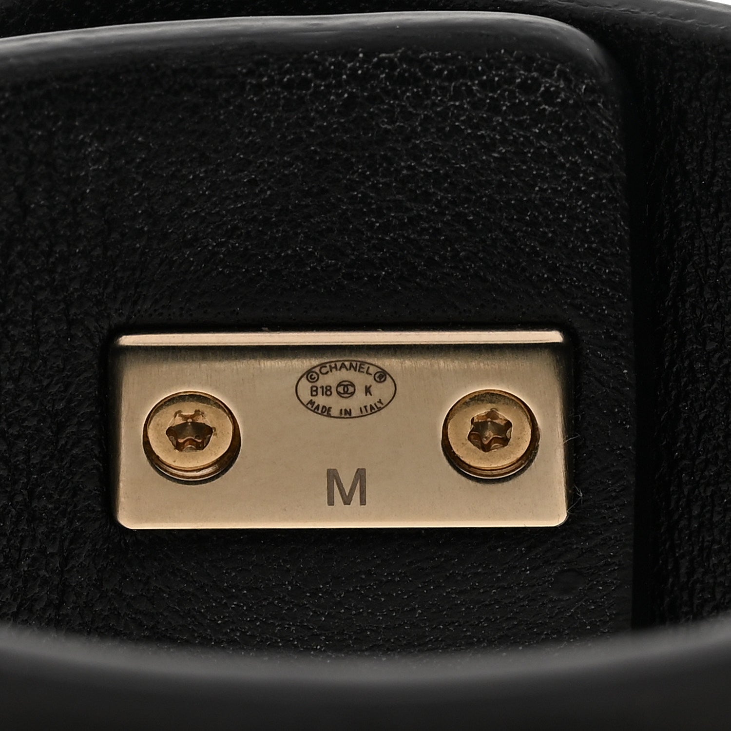 Lambskin CC Chain Turnlock Bracelet Black