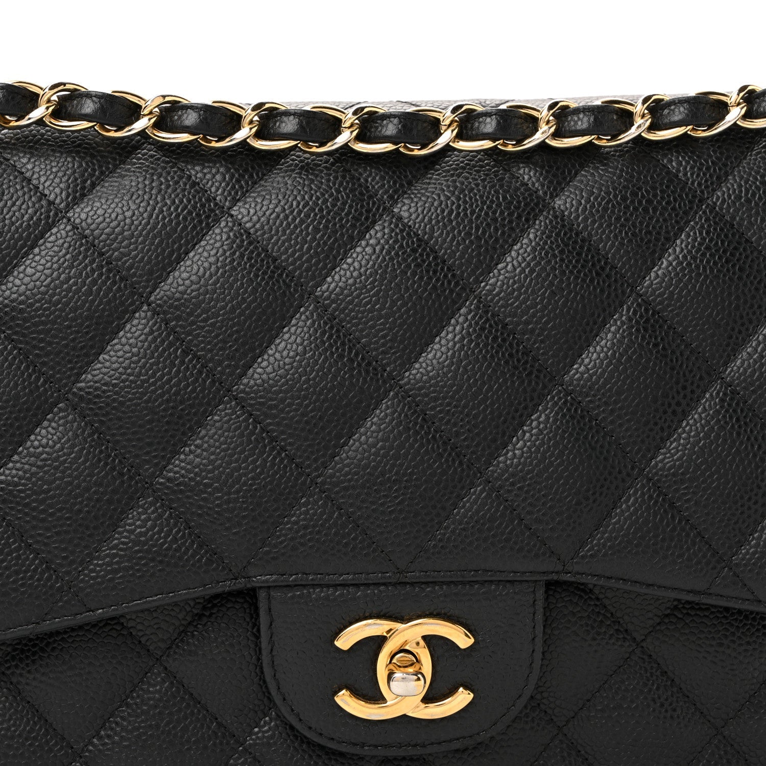 Caviar Quilted Jumbo Double Flap Black