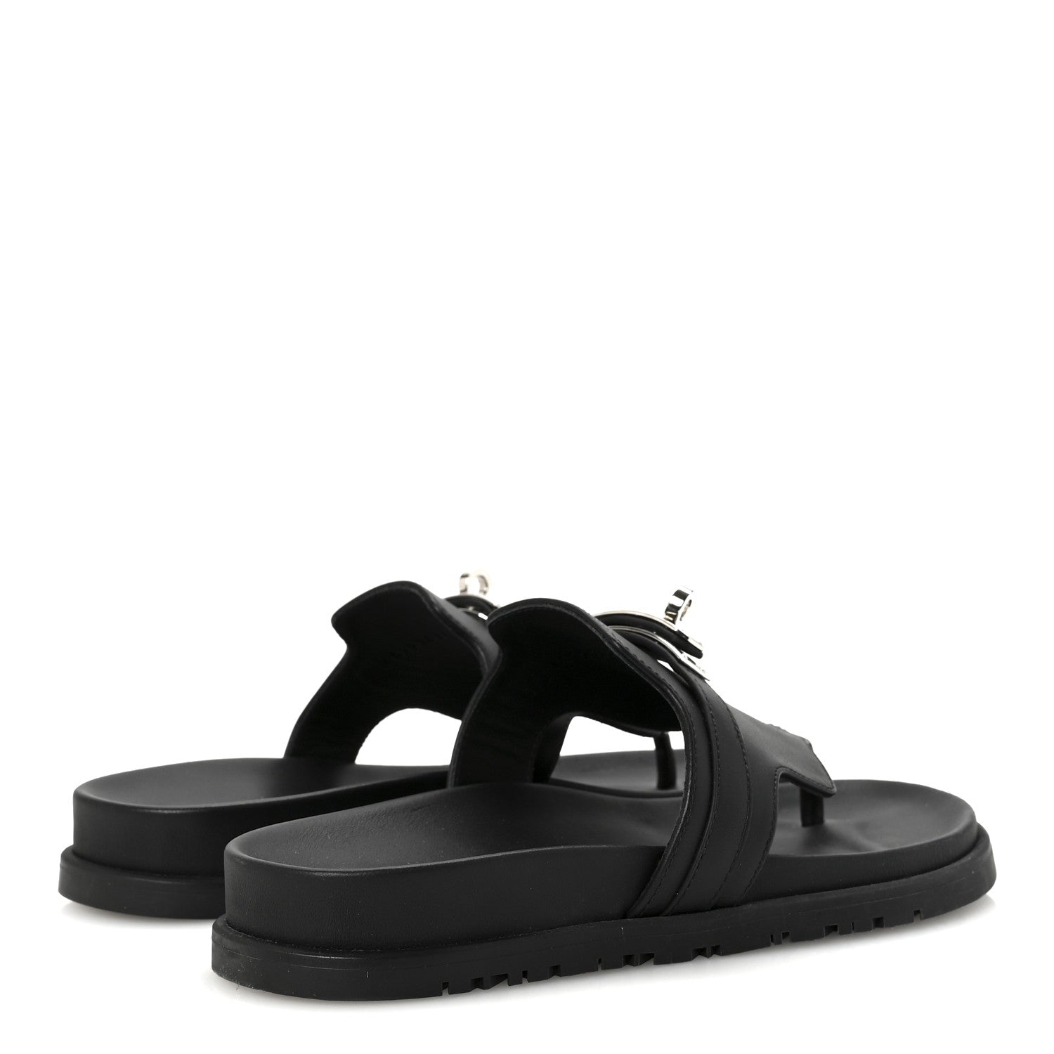 Calfskin Womens Empire Sandals 37.5 Black