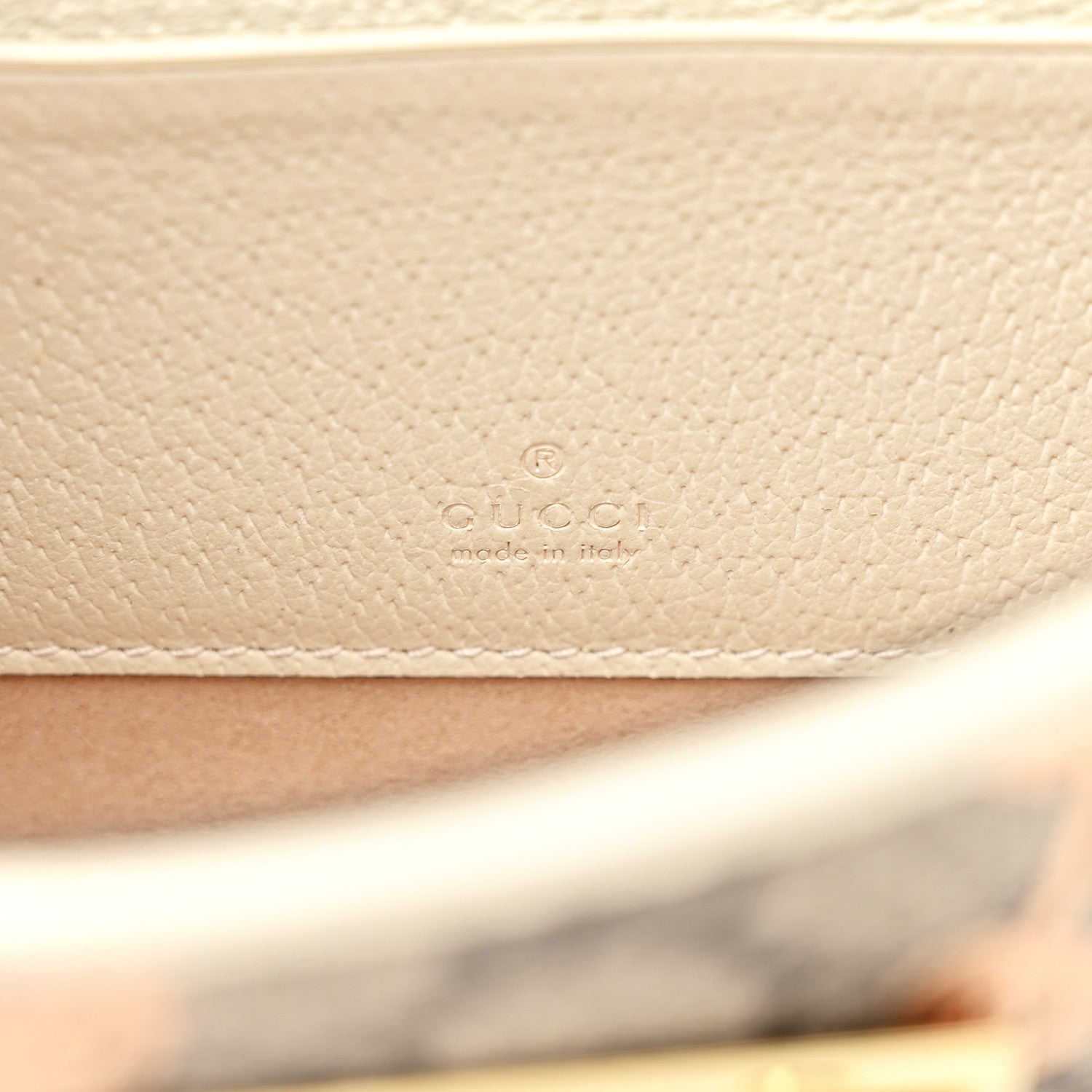 GG Supreme Monogram Berry Textured Dollar Calfskin Mini Padlock Top Handle Shoulder Bag Beige Ebony Light Copper Mystic White