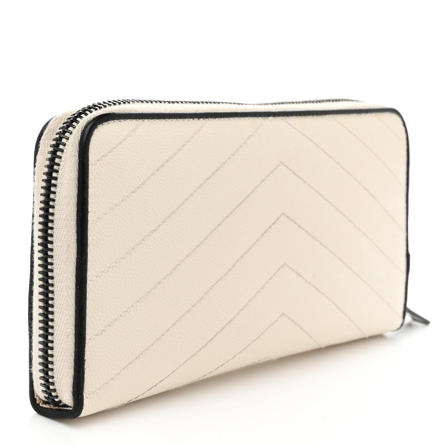Grain De Poudre Matelasse Chevron Monogram Zip Around Wallet Porcellana Black