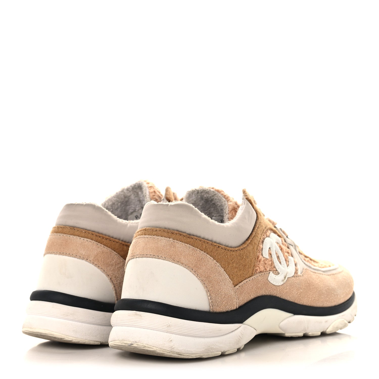 Suede Tweed Felt CC Sneakers 39 Beige