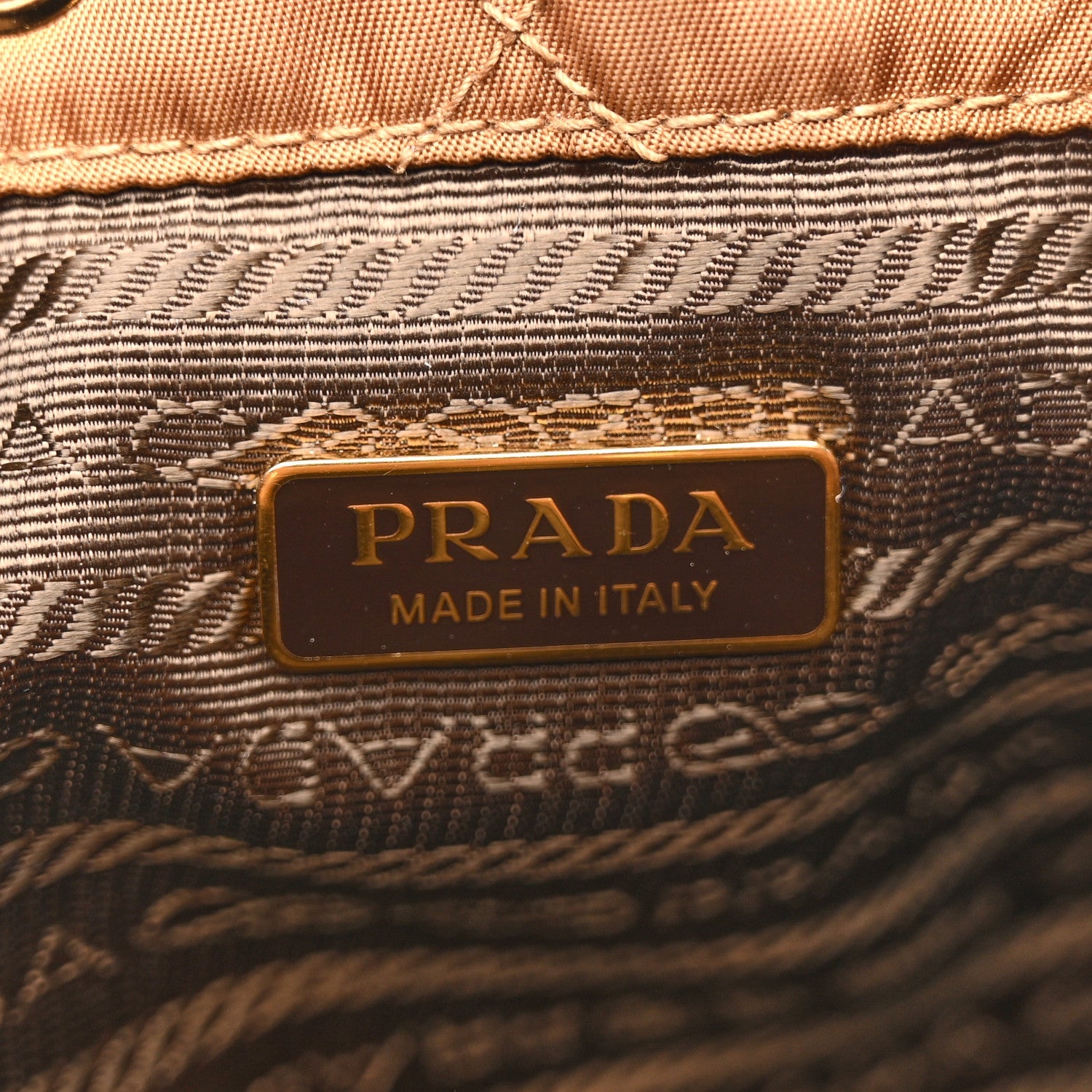 Re-Nylon Saffiano Stitched Re-Edition 1995 Chaine Drawstring Bucket Bag Brandy