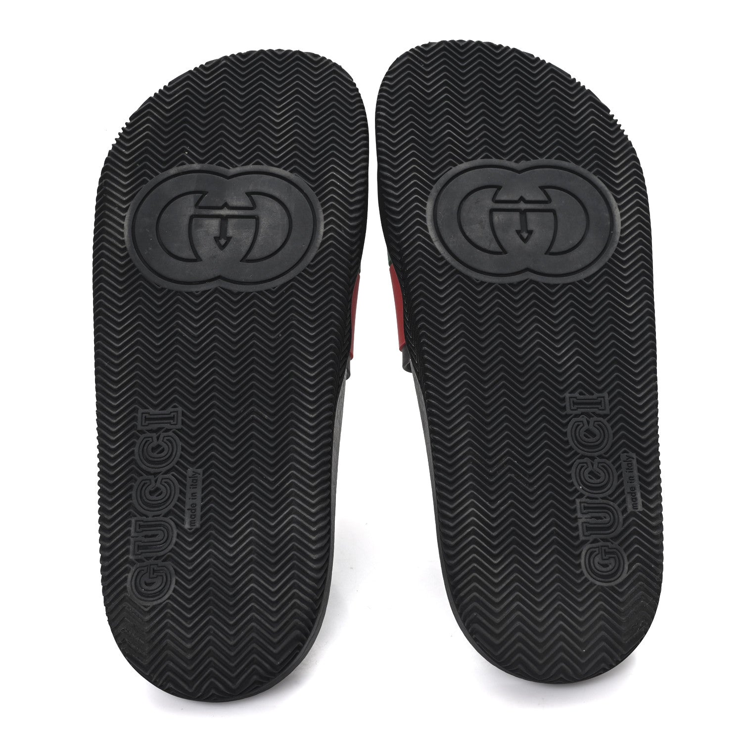 Rubber Web Womens Interlocking G Slide Sandals 40 Black Green Red