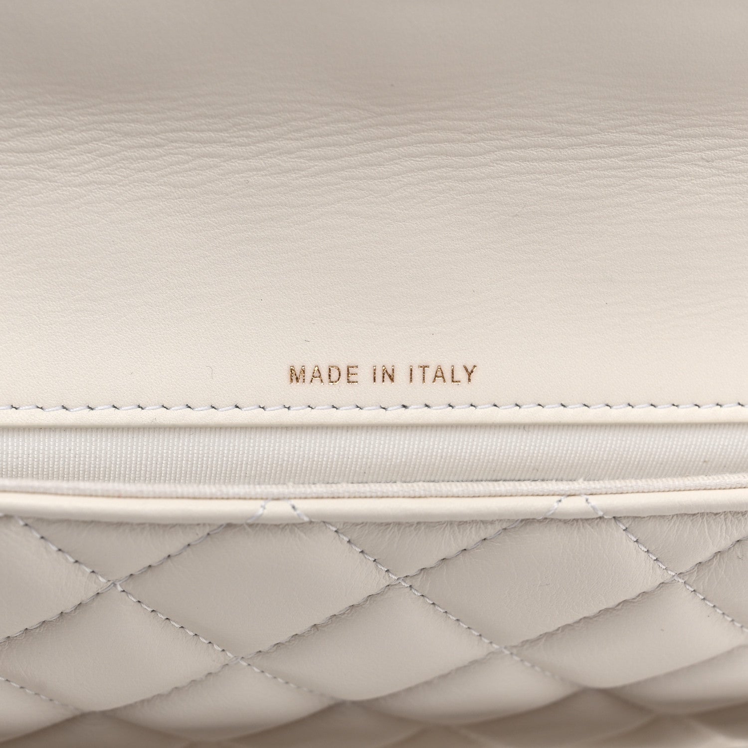 Calfskin Quilted Enchained Clutch White