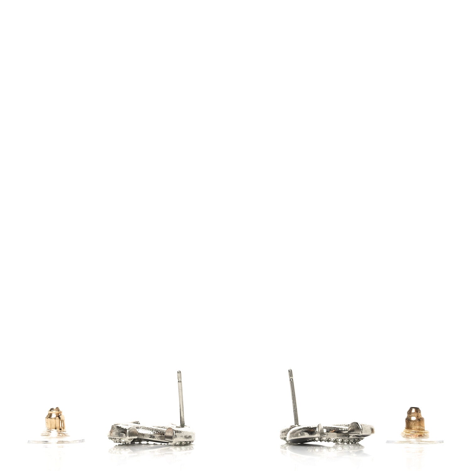 Crystal Enamel CC Earrings Silver Black