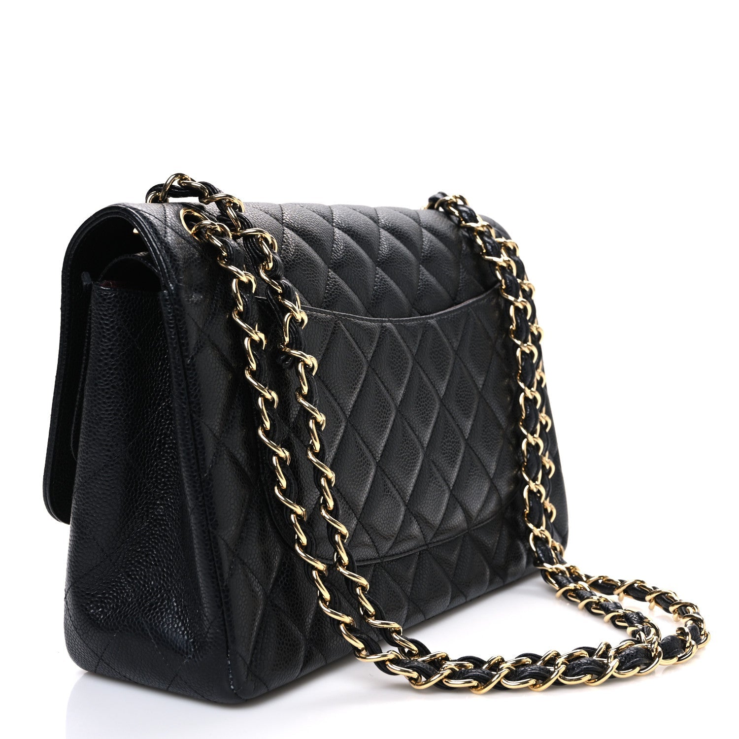 Caviar Quilted Jumbo Double Flap Black