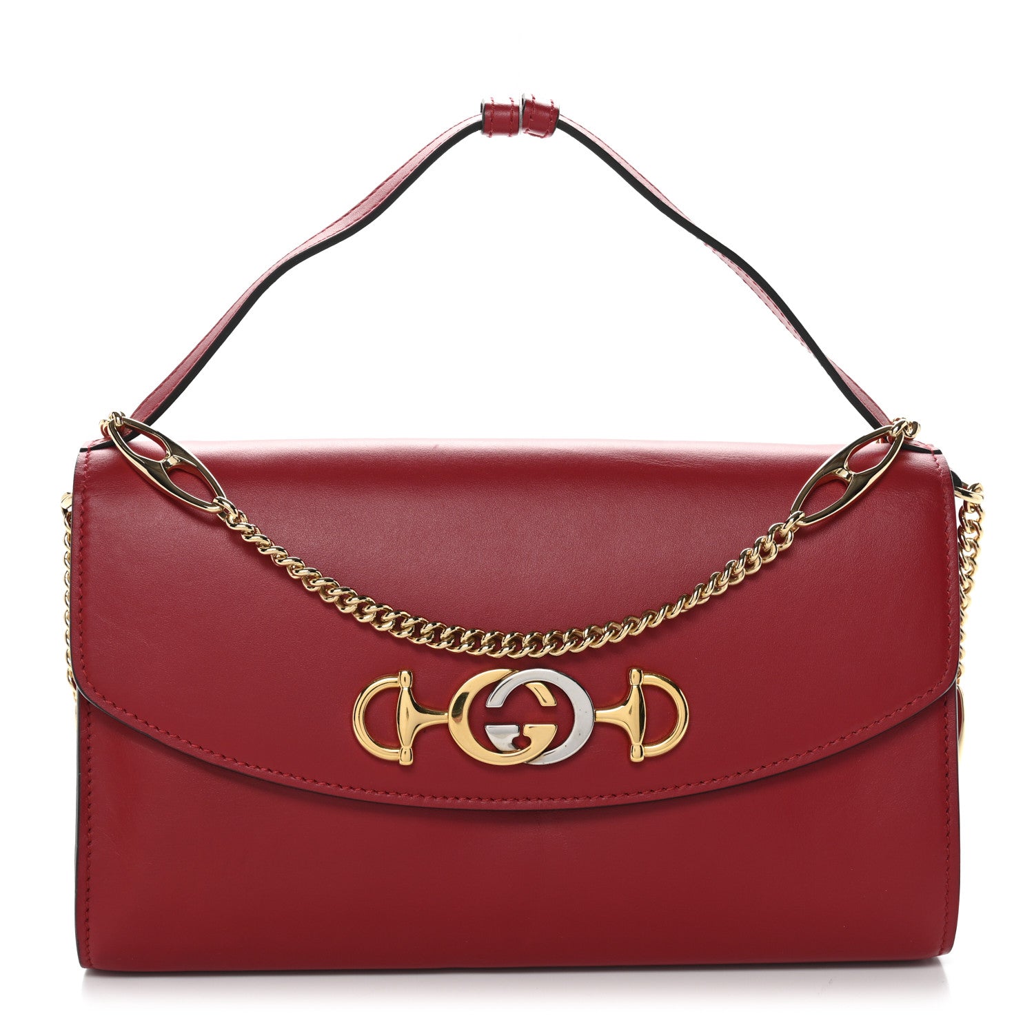 Smooth Calfskin Small Zumi Top Handle Shoulder Bag Hibiscus Red