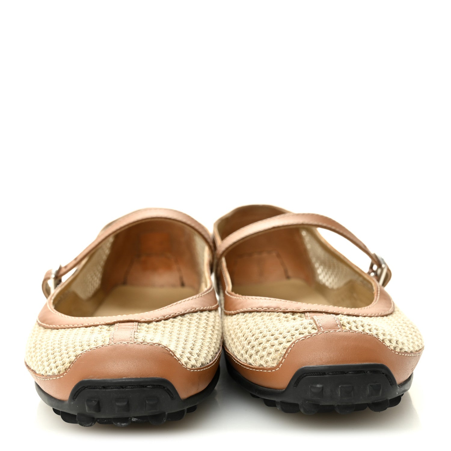 Crochet Knit Calfskin Kichu Ballet Flats 37.5 Beige Lin Naturel