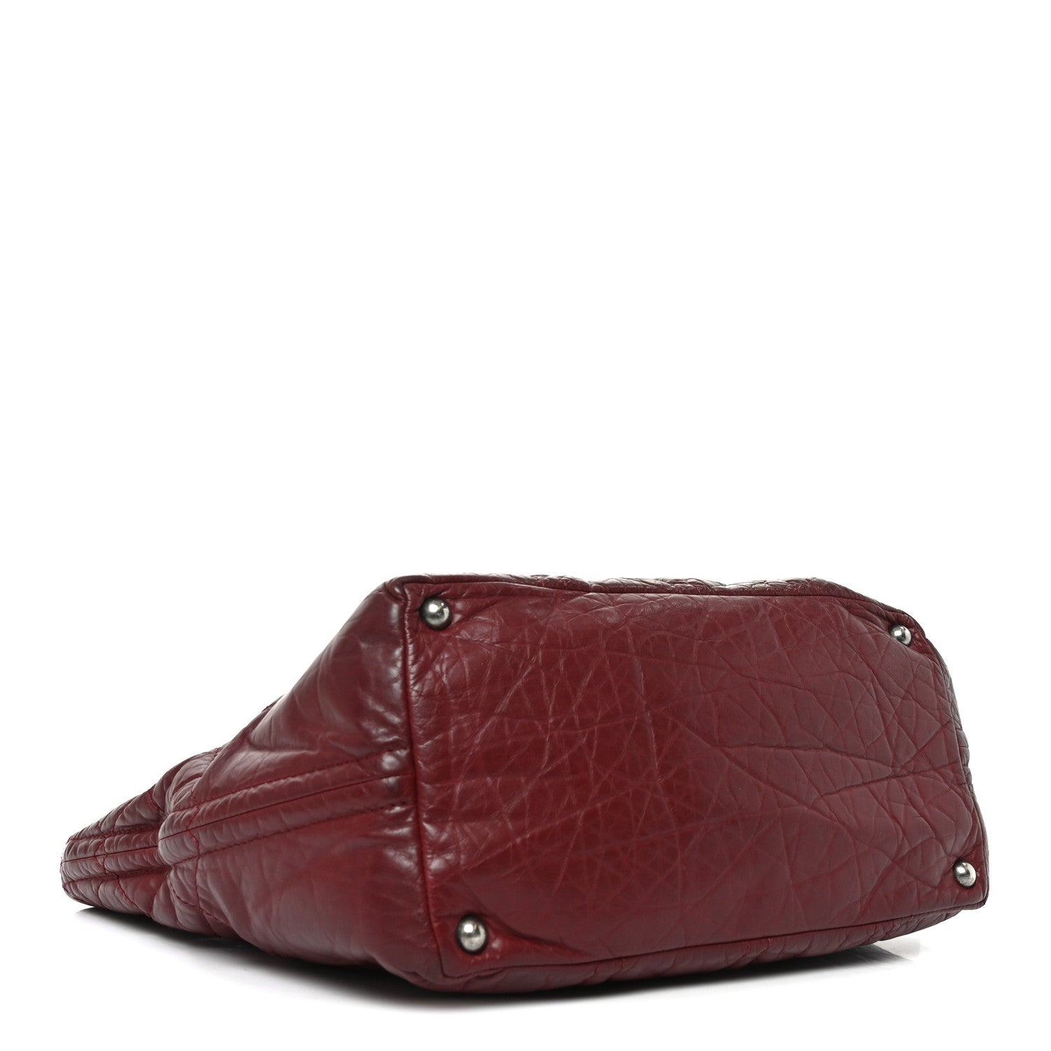 Aged Calfskin Small Shopping In Moscow Tote Burgundy
