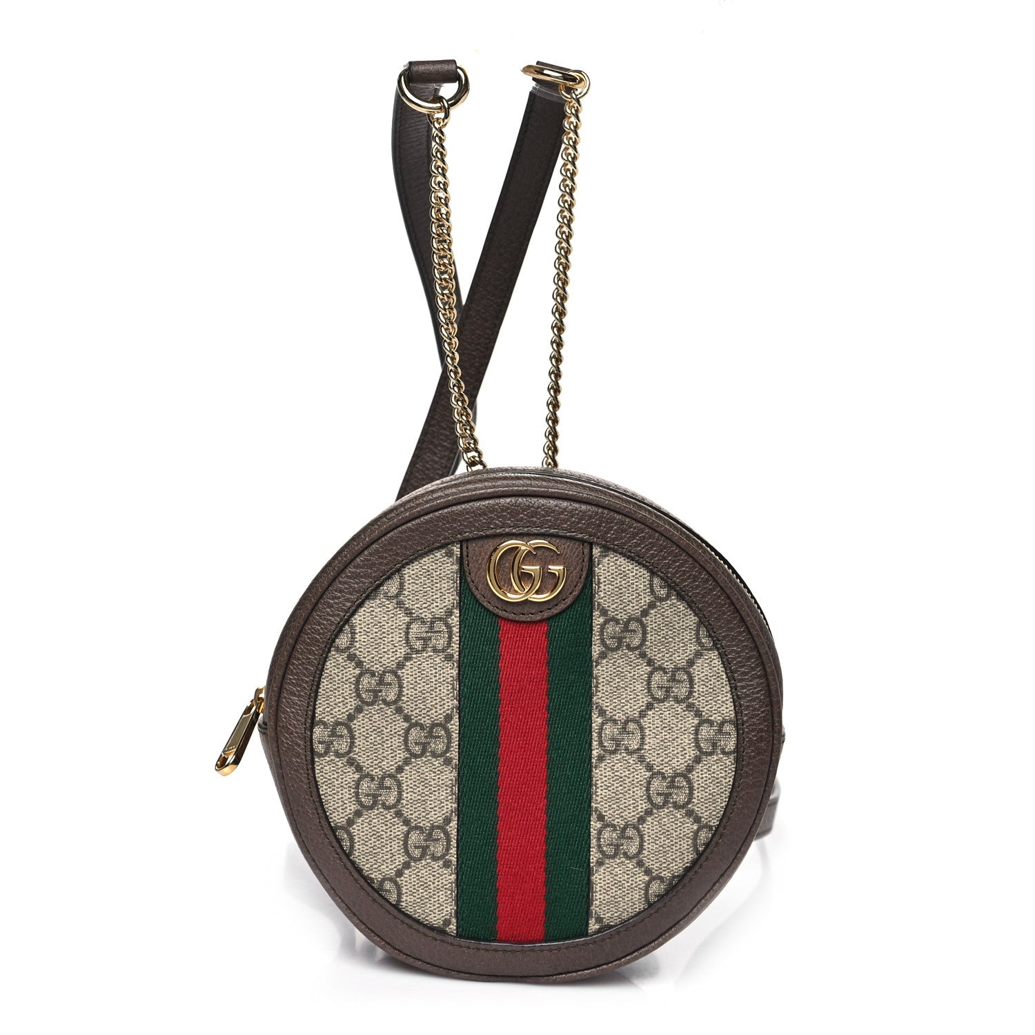 GG Supreme Monogram Web Mini Ophidia Round Backpack Brown