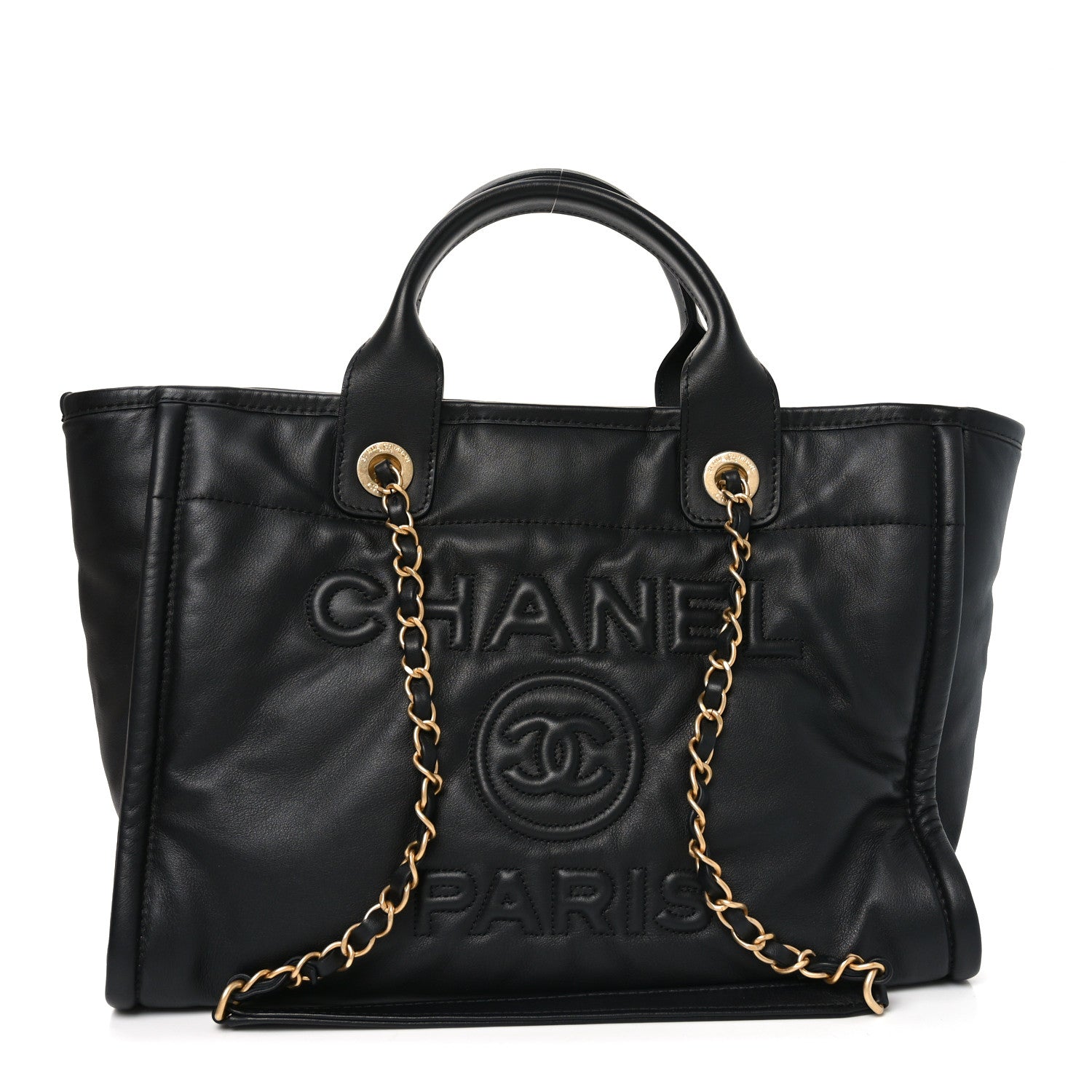 Calfskin Small Deauville Tote Black