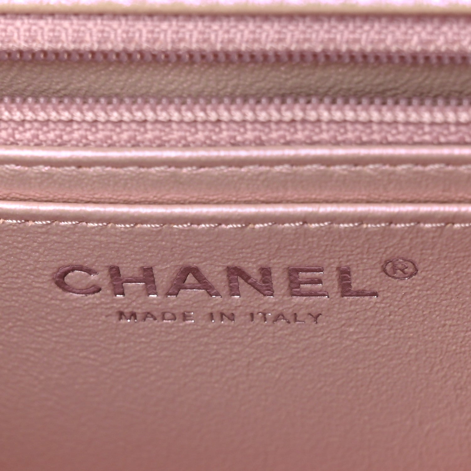 Iridescent Calfskin Quilted Mini Rectangular Flap Pink