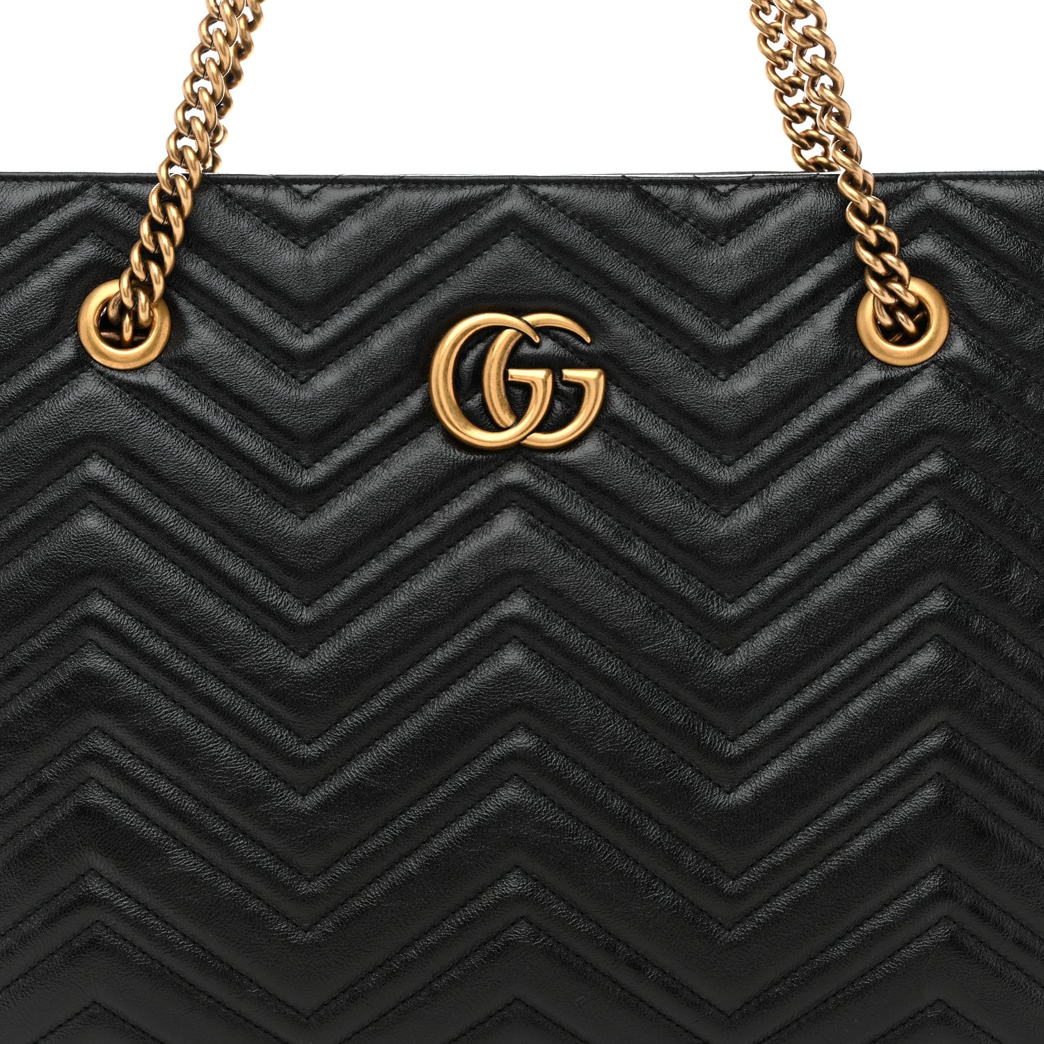Vintage Calfskin Matelasse Medium GG Marmont Slim Tote Black