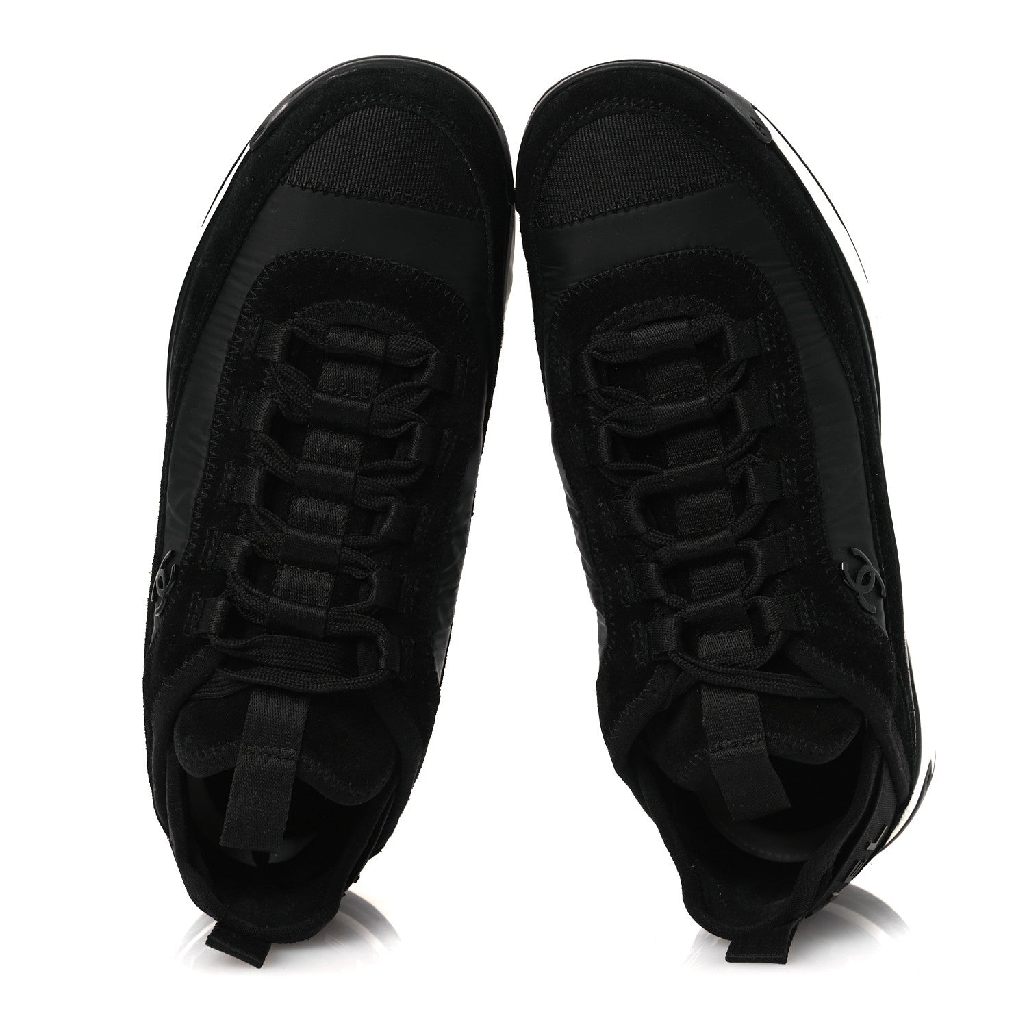 Velvet Calfskin Mixed Fibers CC Sneakers 37 Black