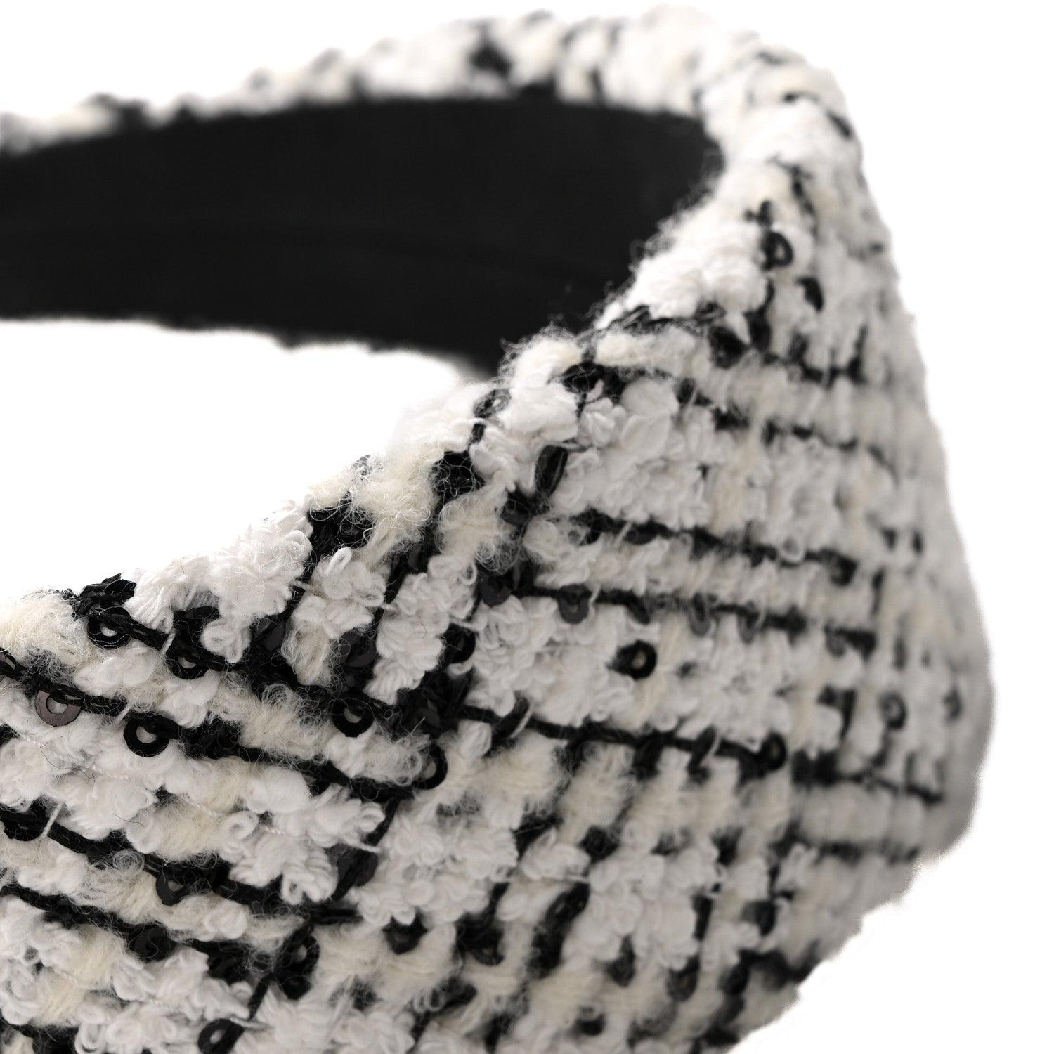 Tweed Sequin Headband White Black