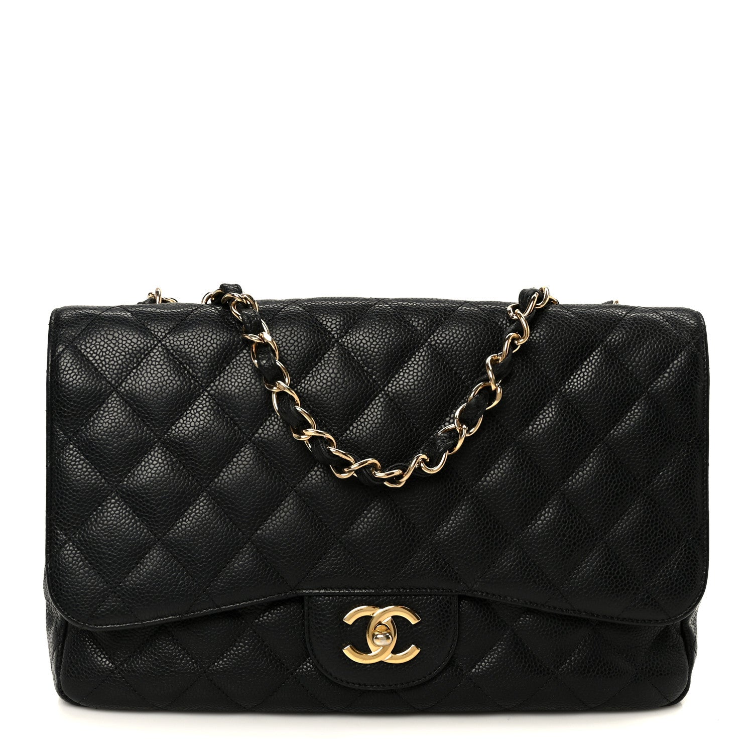 Caviar Quilted Jumbo Single Flap Black