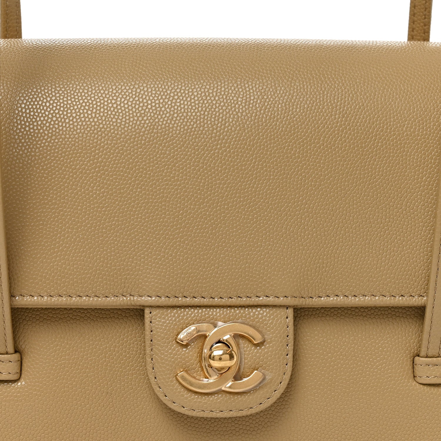 Shiny Caviar Preppy Coco Small Flap Beige