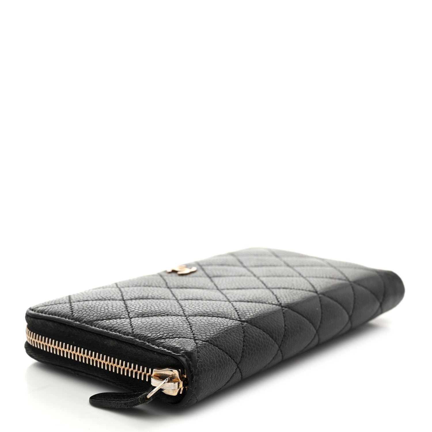 Caviar Quilted Large Gusset Zip Around Wallet Navy