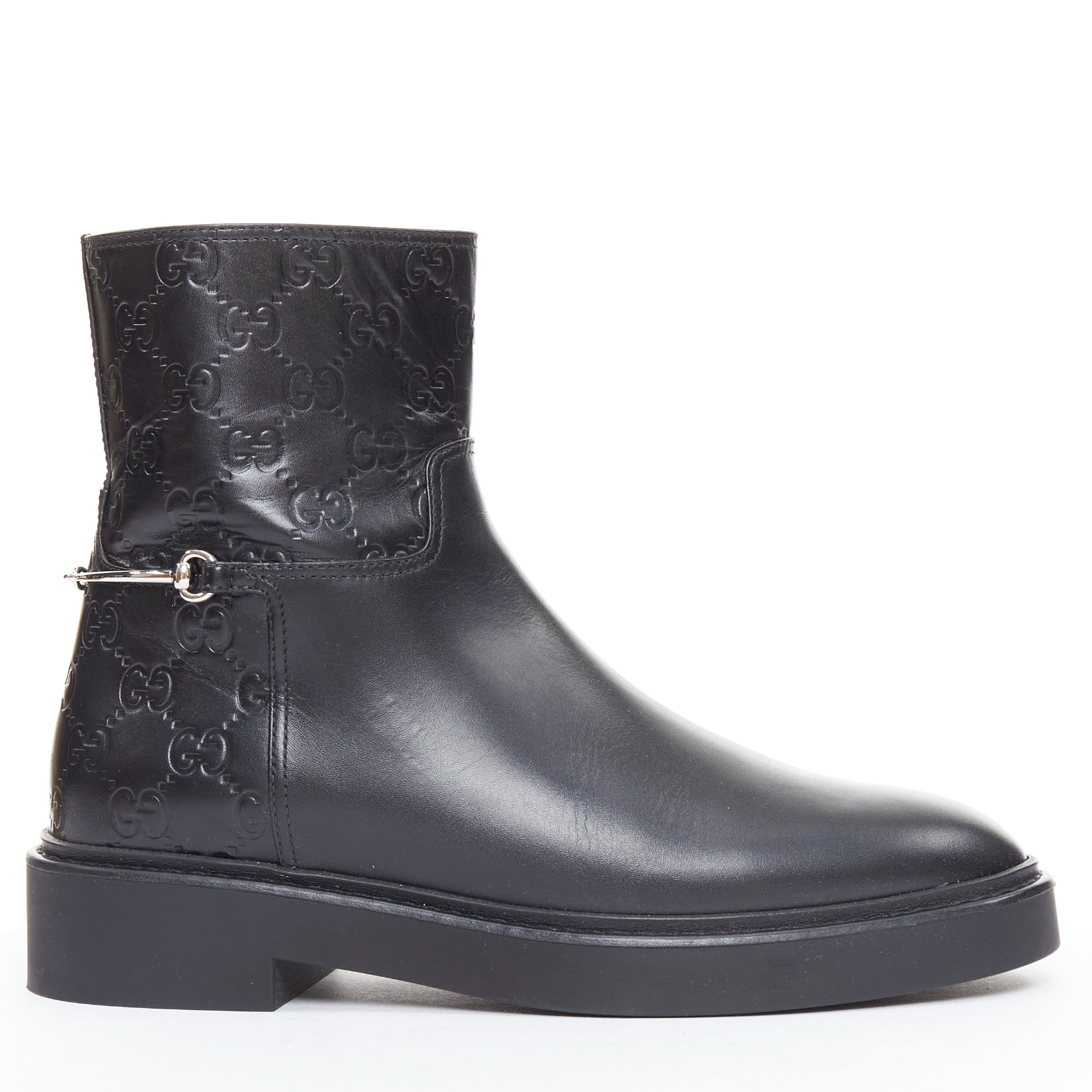 Women's Gucci black monogram ankle boots