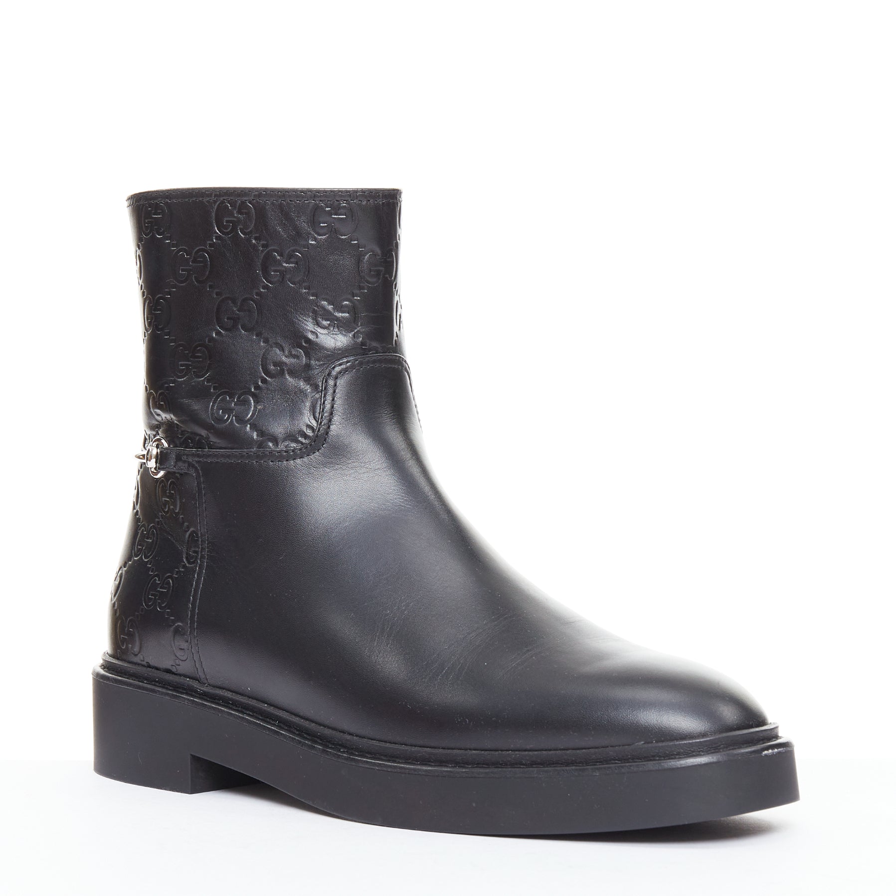Women's Gucci black monogram ankle boots