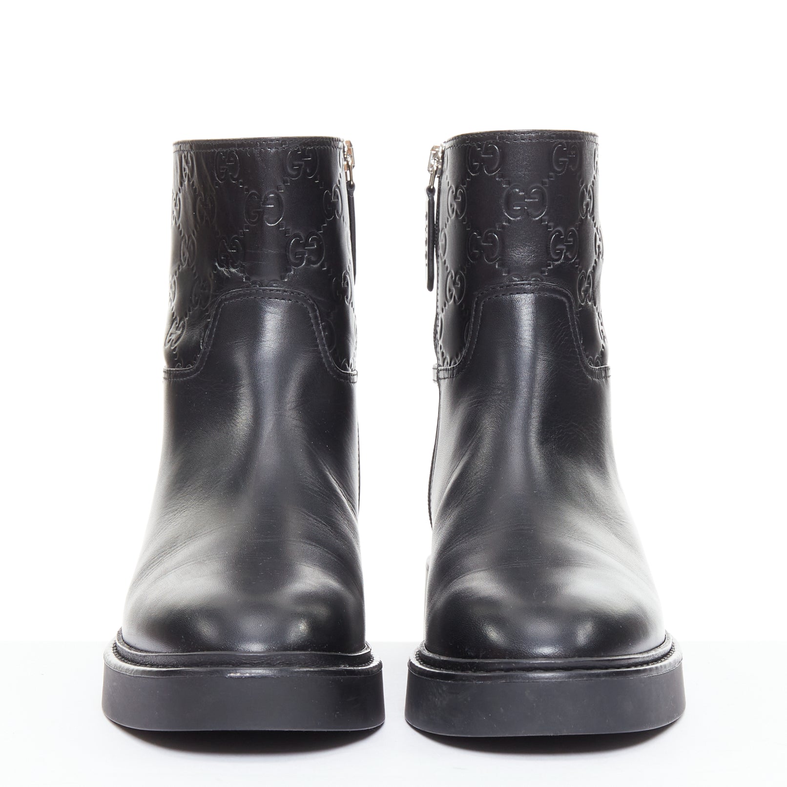 Women's Gucci black monogram ankle boots