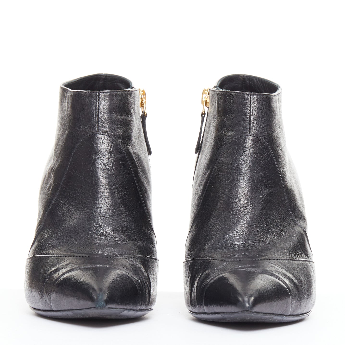 Women's Chanel black pearl ankle boots