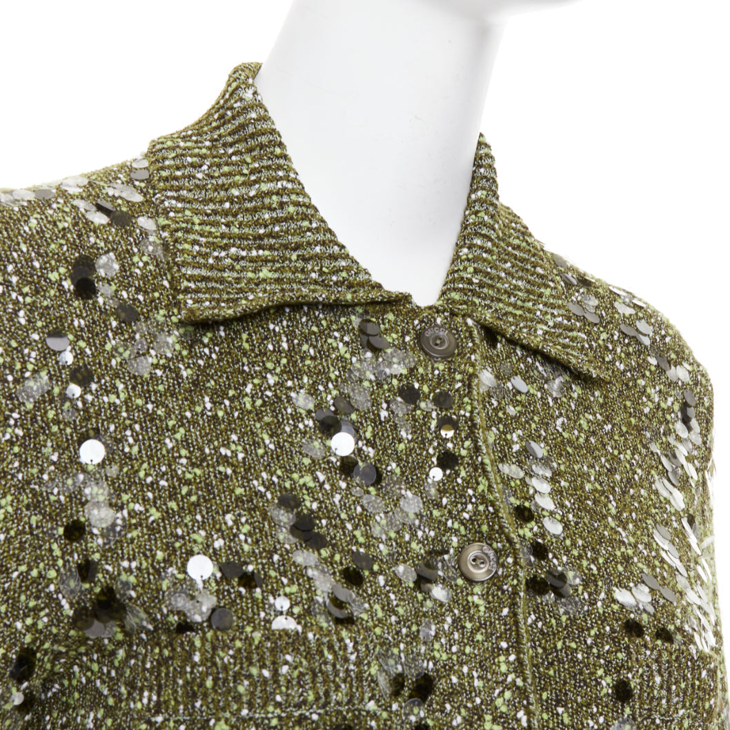 Women's Gucci green boucle sequin cardigan