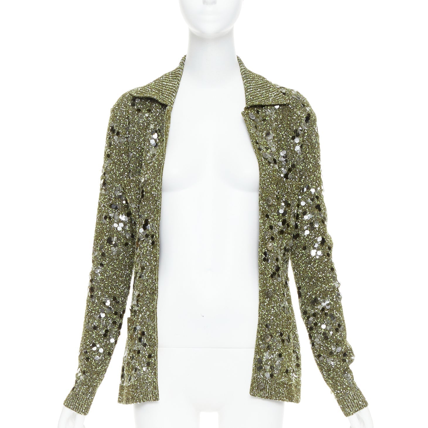 Women's Gucci green boucle sequin cardigan