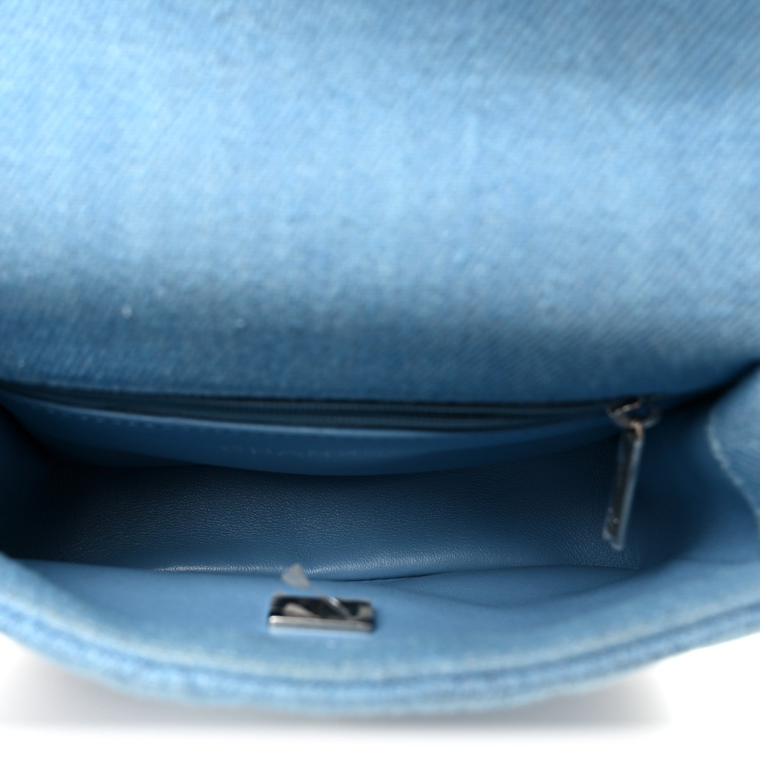 Denim Quilted Sweetheart Mini Flap Blue