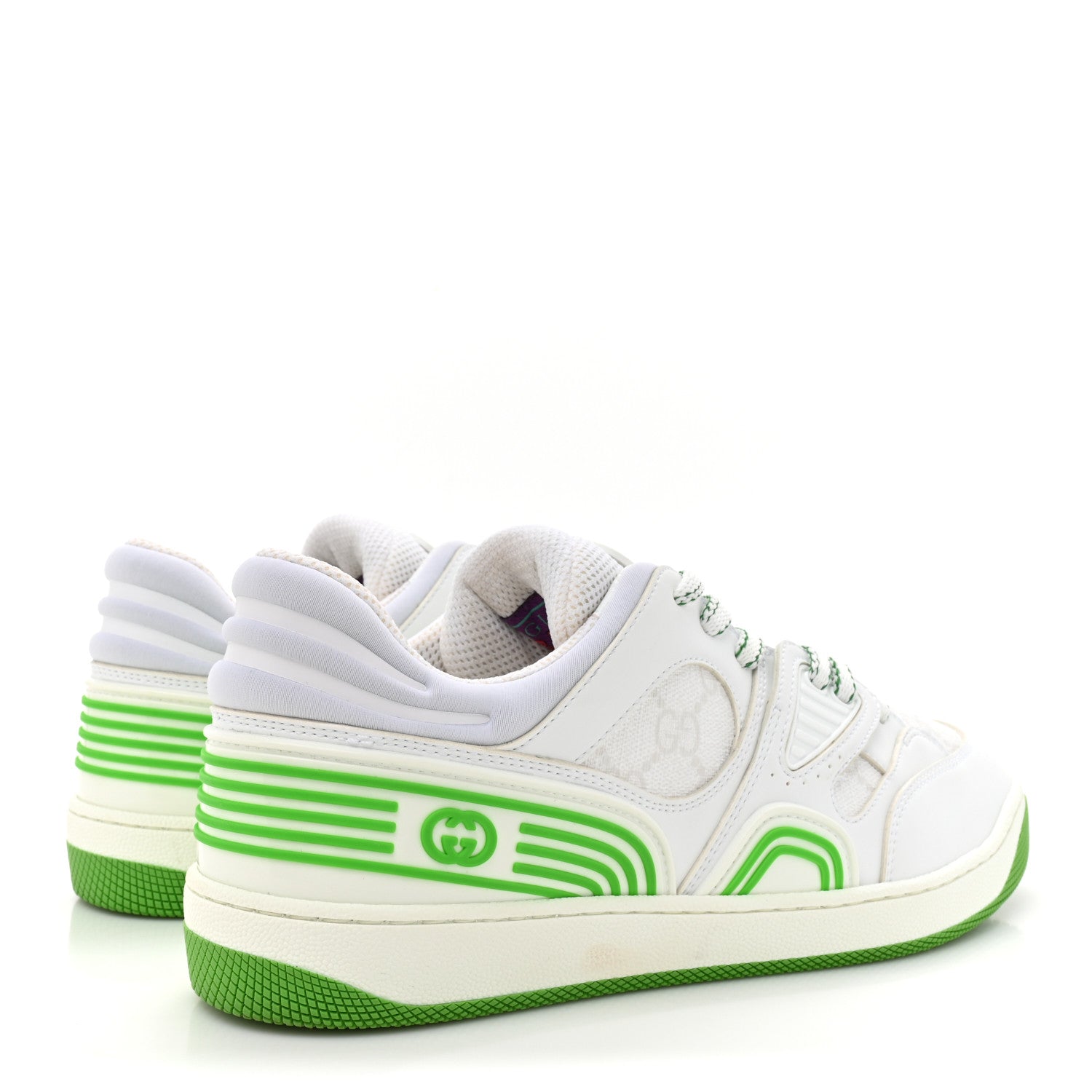 Demetra GG Supreme Monogram Womens Basket Low Top Sneakers 38 Great White Green
