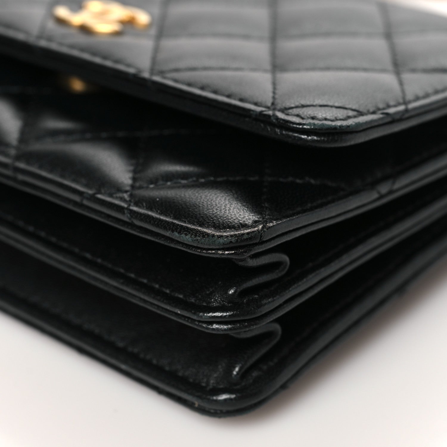 Lambskin Quilted Mini Romance Wallet On Chain WOC Black