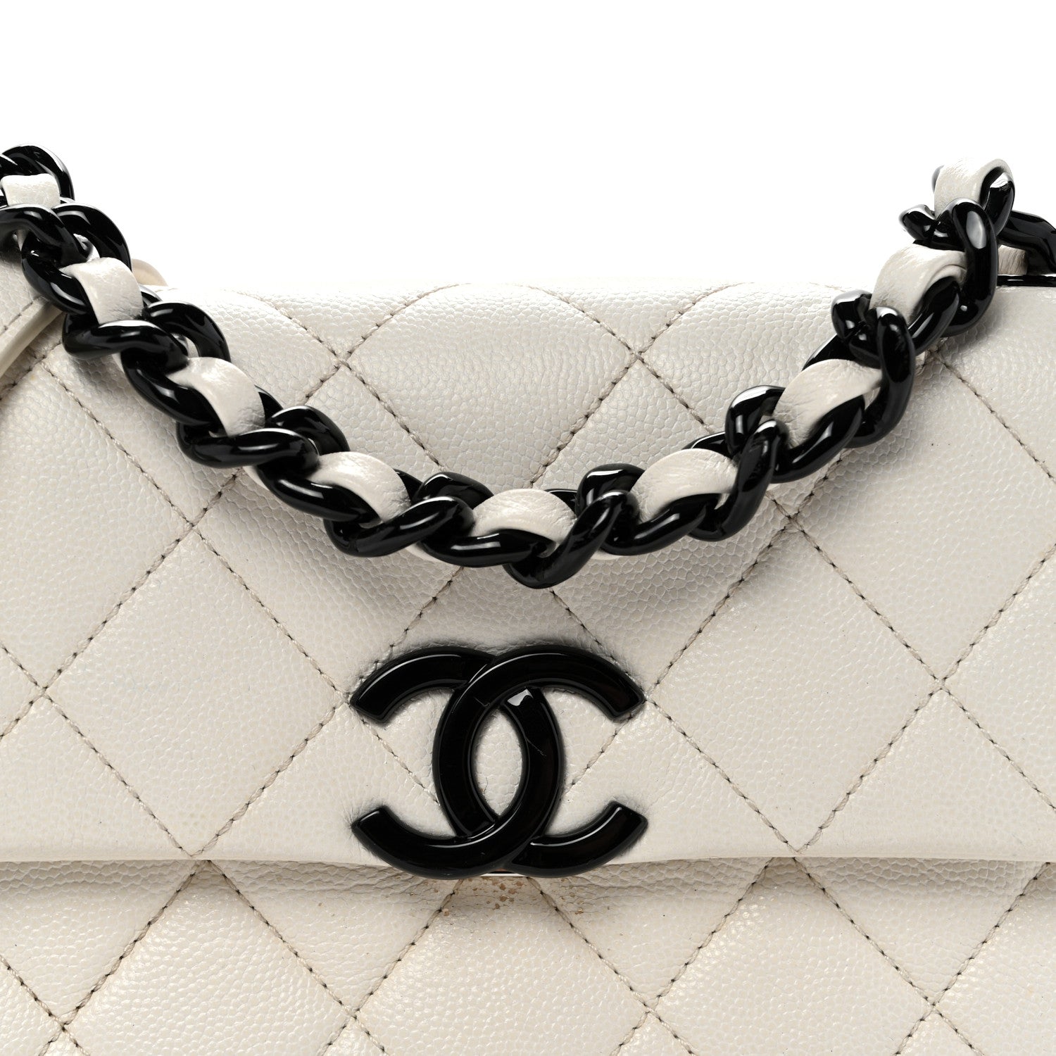 Caviar Quilted My Everything Small Flap White Black