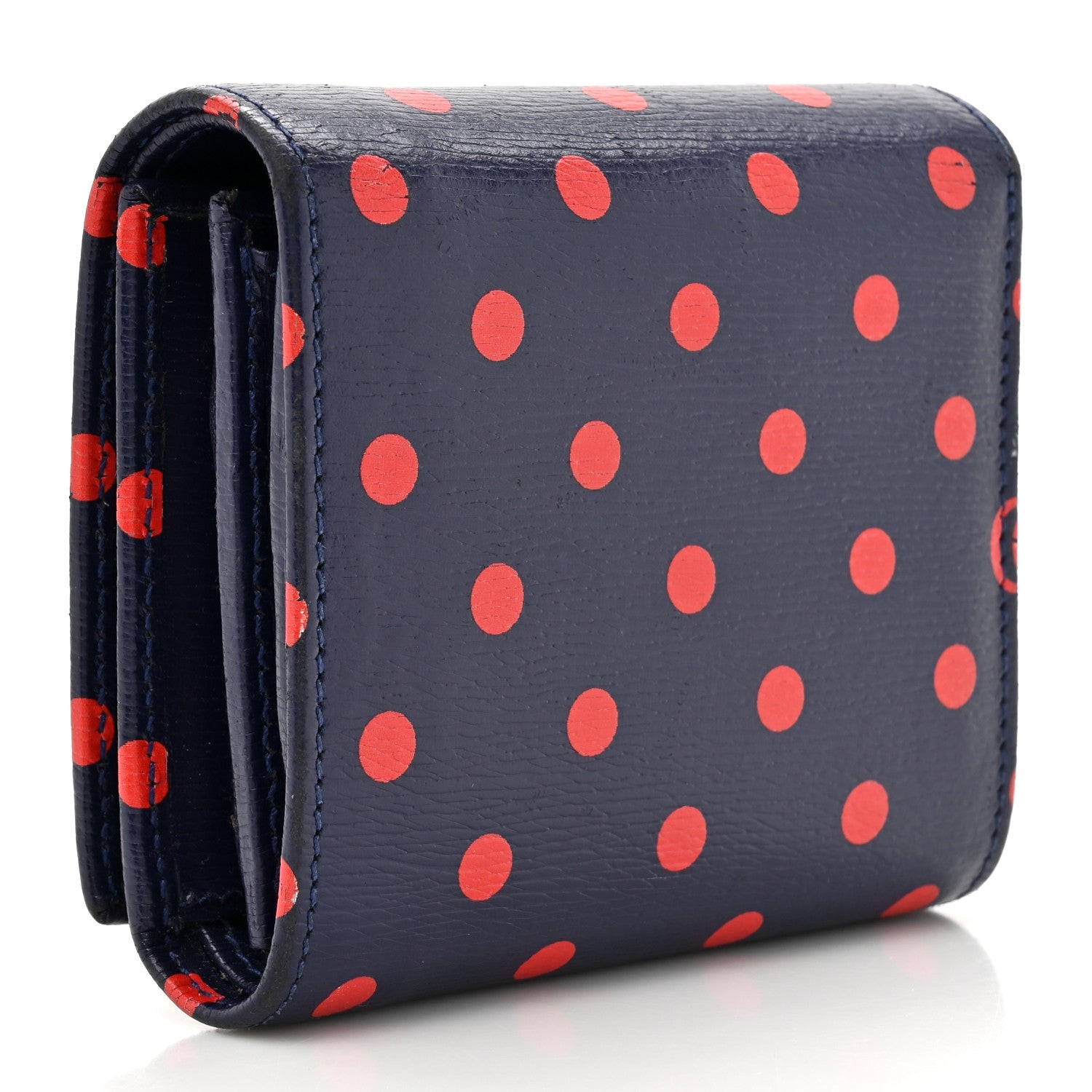 Shangai Calfskin Polka Dot Horsebit 1955 Flap Card Case Wallet Blue Orange Sailor Blue