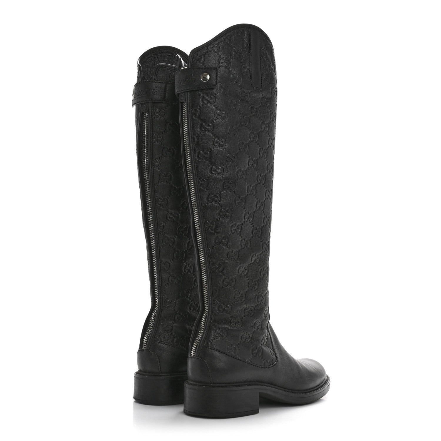 Guccissima Calfskin Miro Soft Knee High Riding Boots 35 Black